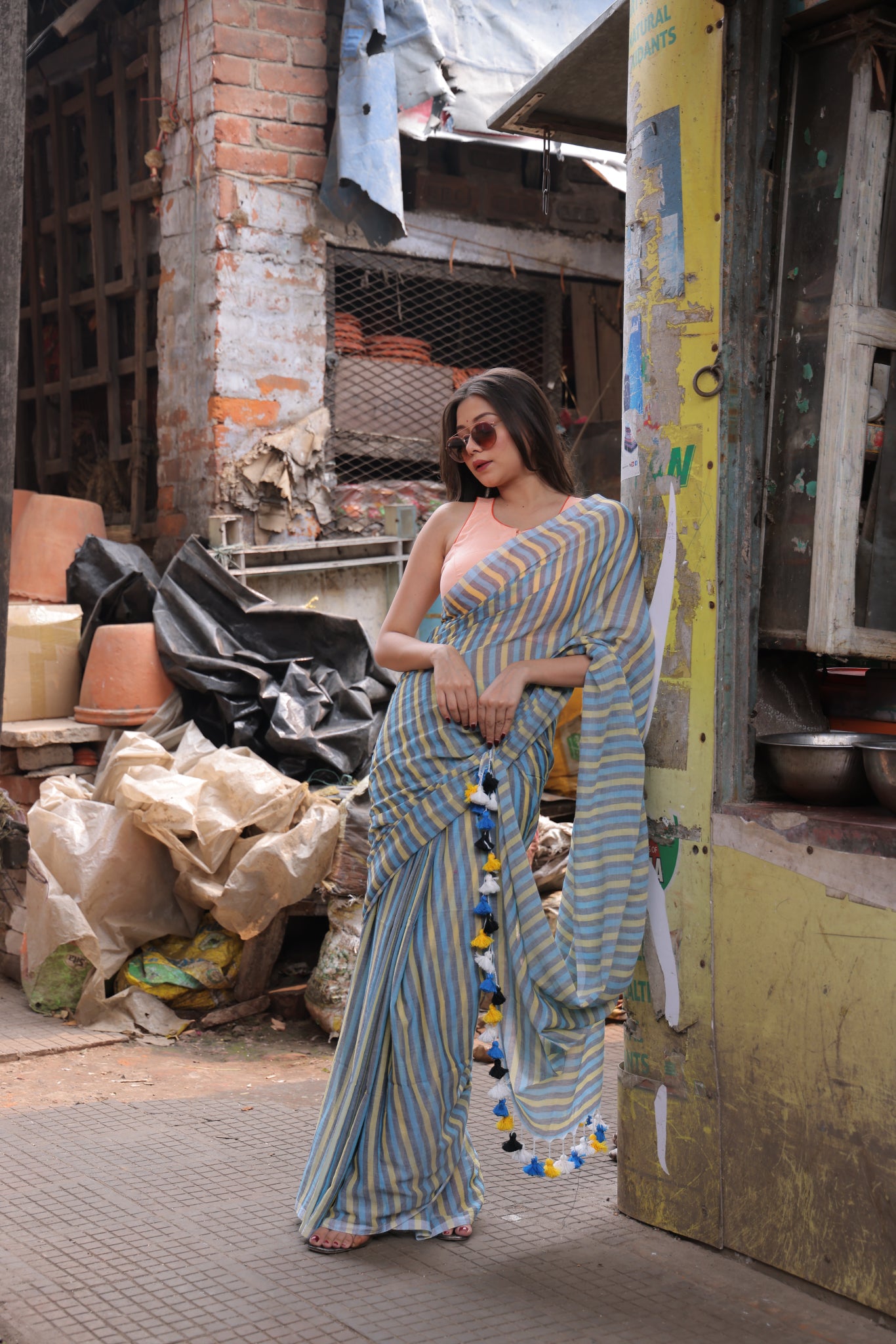 Skyline Weave Mulmul Saree