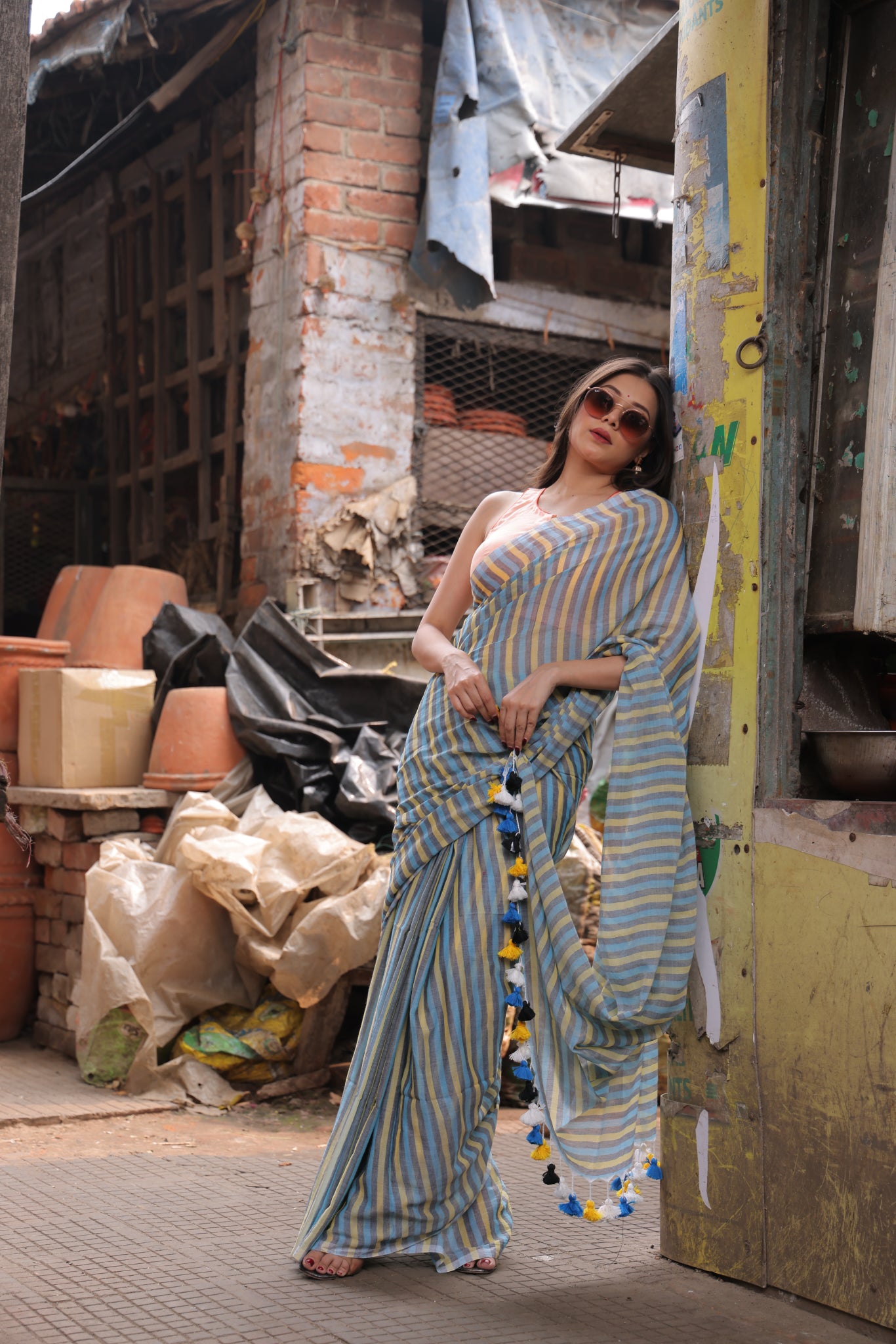 Skyline Weave Mulmul Saree