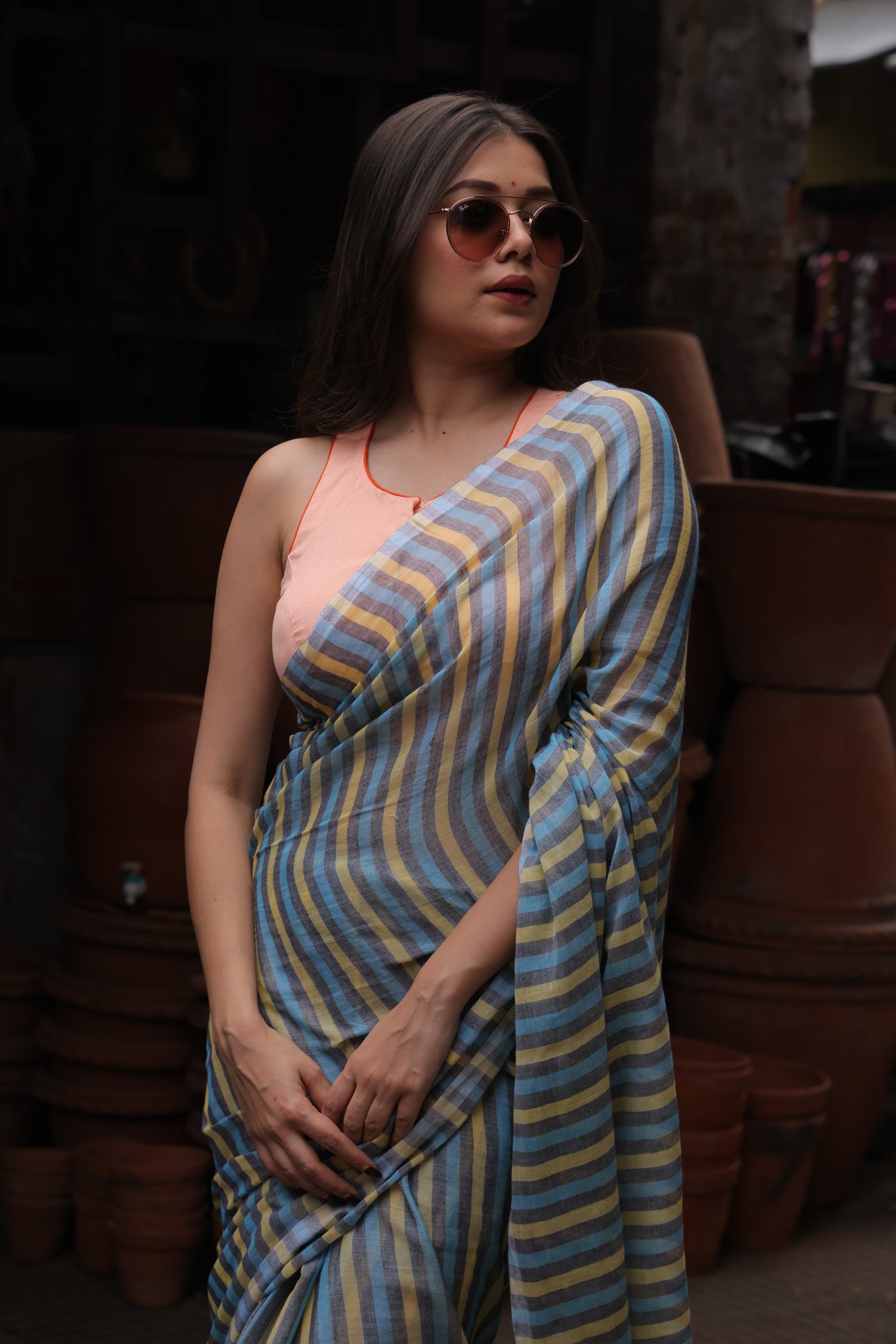 Skyline Weave Mulmul Saree