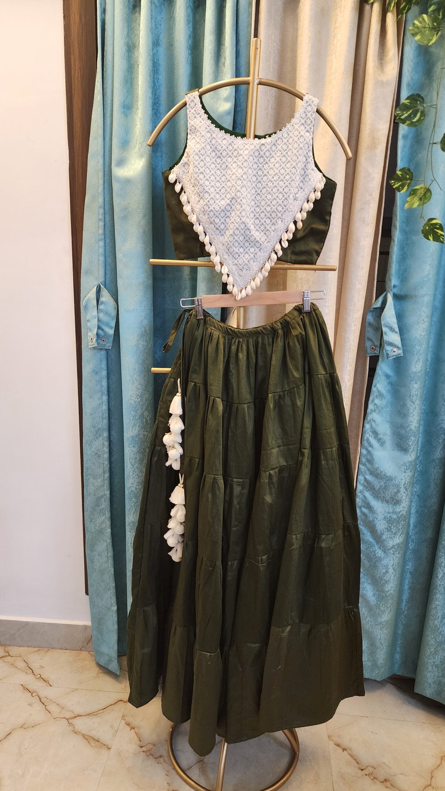 MEHENDI GREEN LEHENGA SET