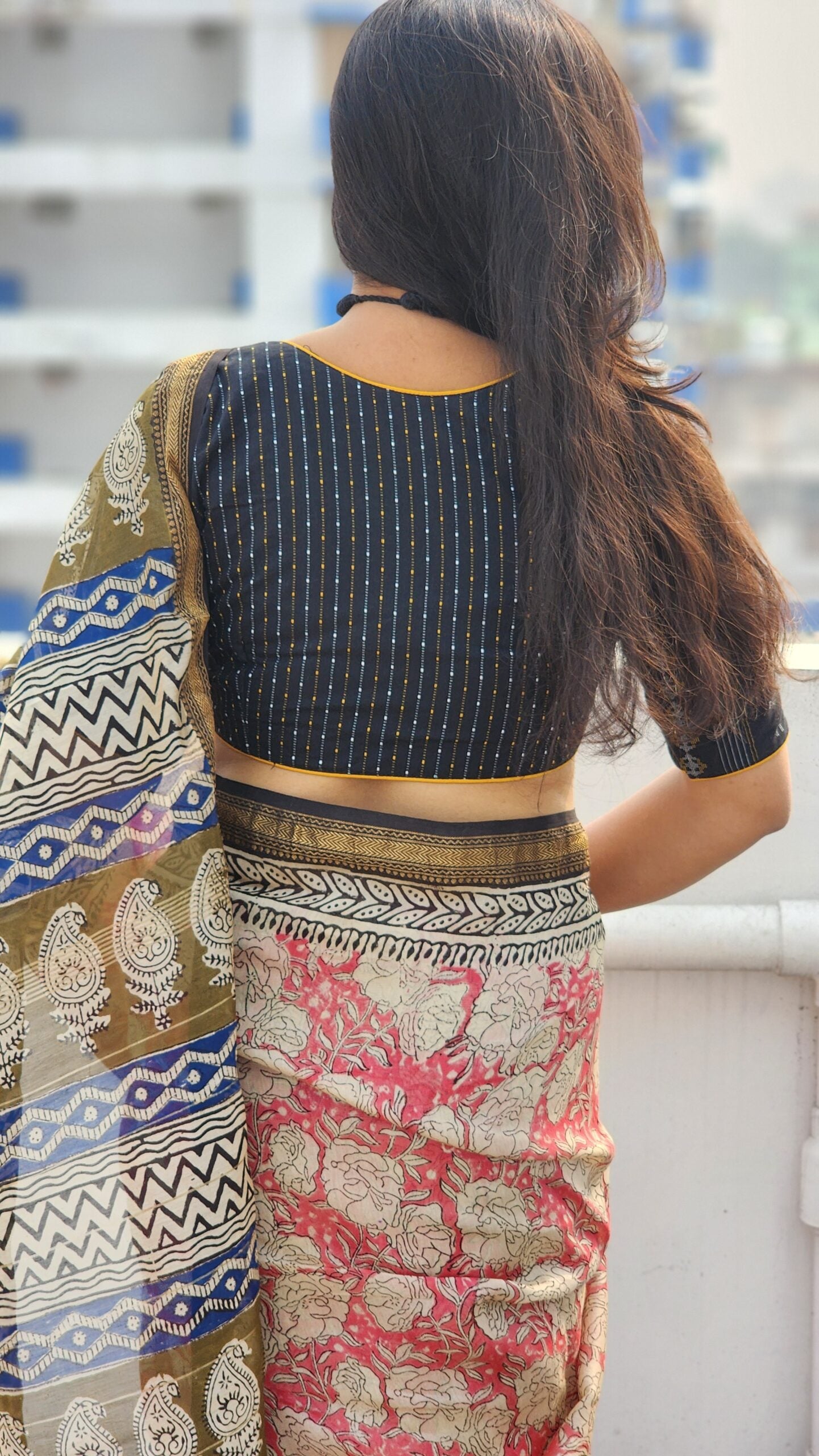 RASPBERRY FLORAL MAHESHWARI SILK & COTTON SAREE