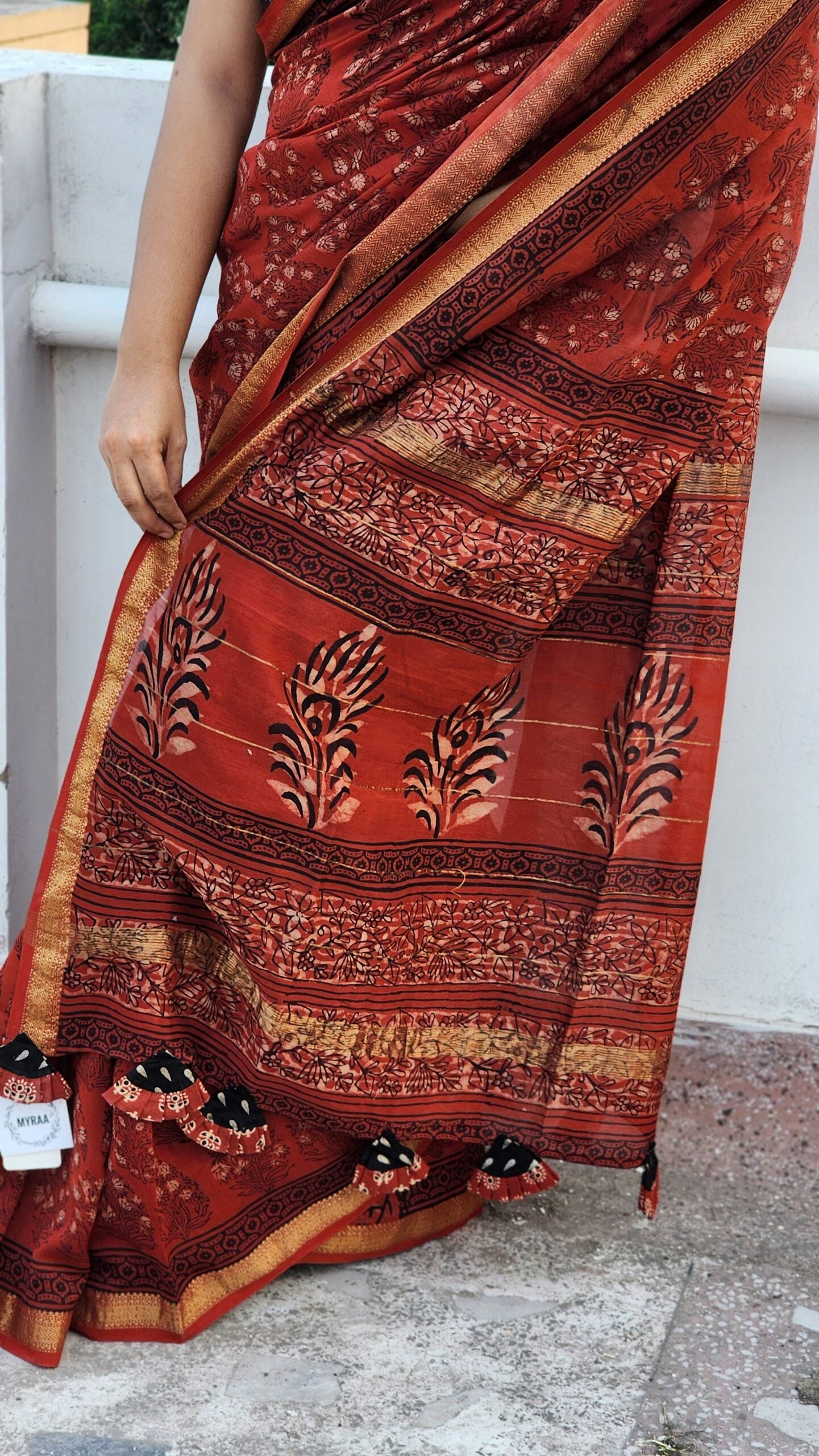 Afreen Ajrakh Maheshwari Cotton Silk Saree