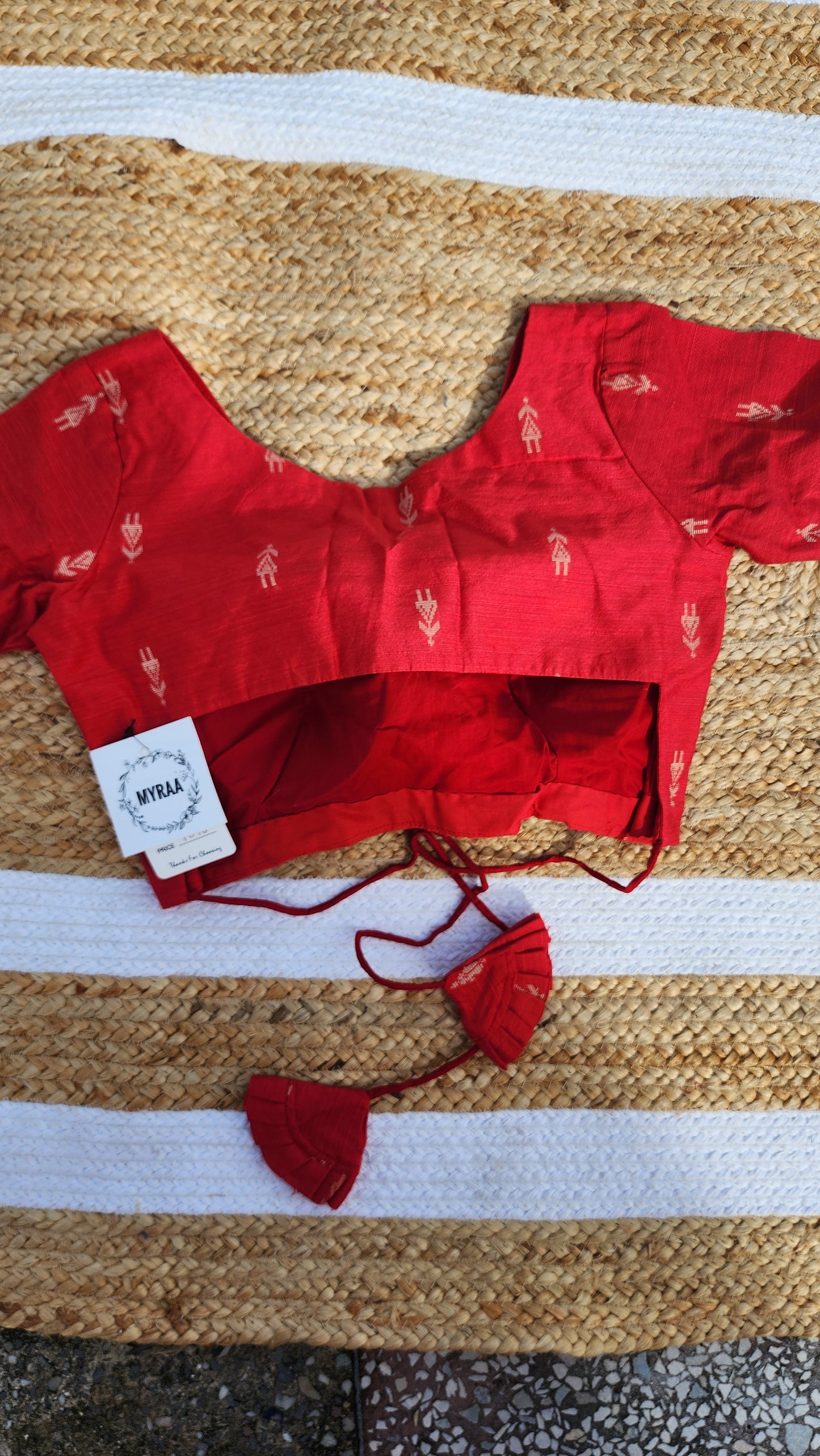 Red Jacquard Blouse