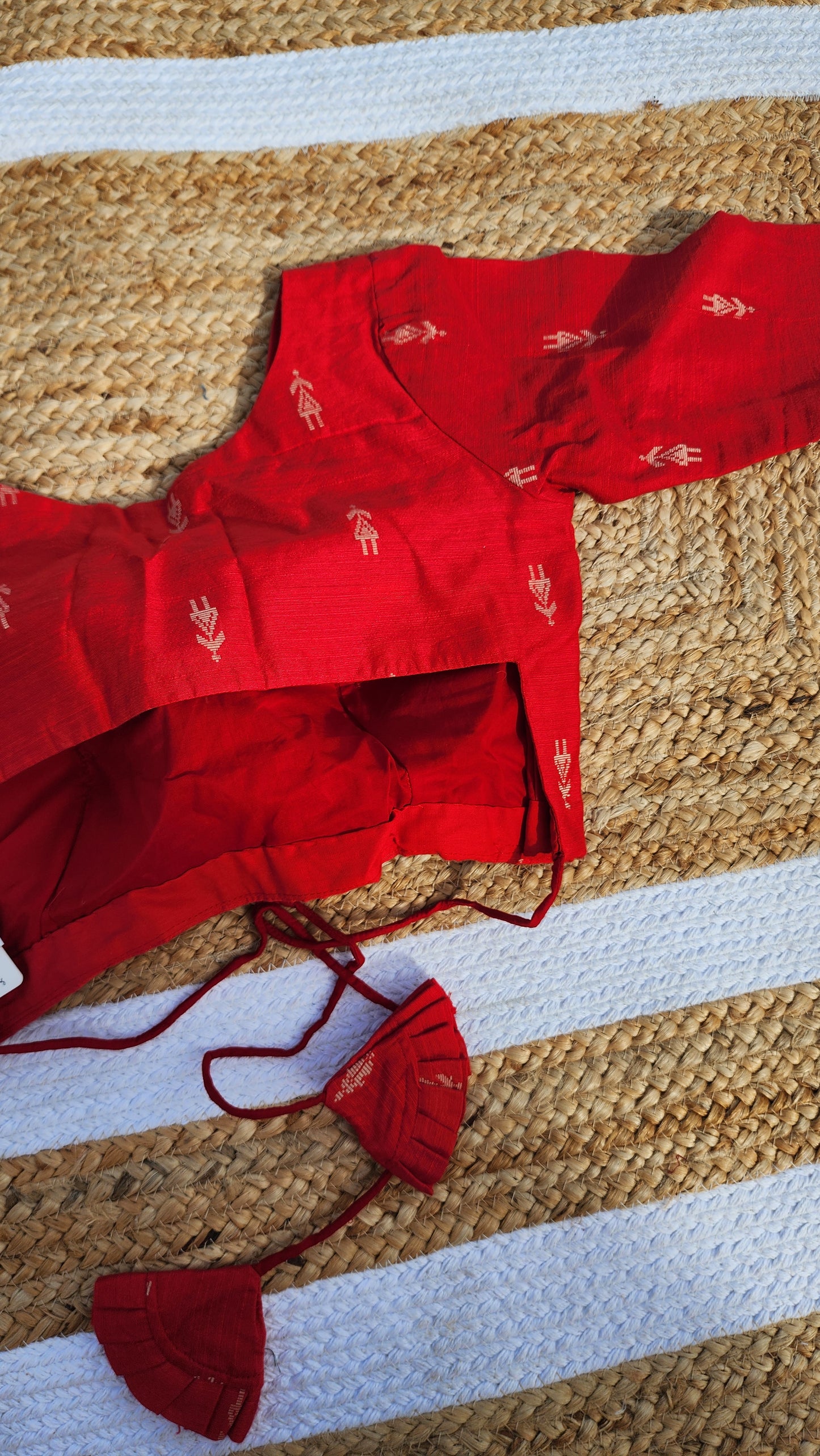Red Jacquard Blouse