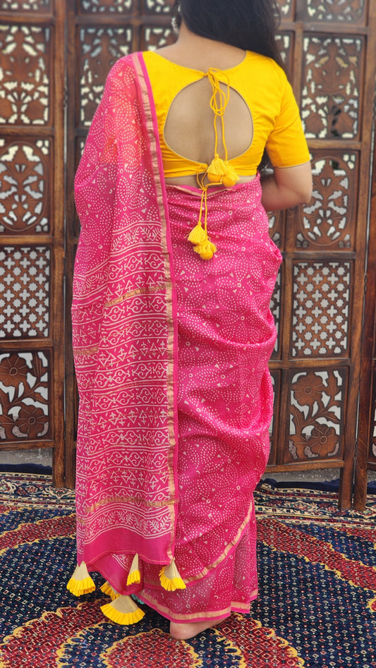 Rani Sitara Chanderi Cotton Silk Saree
