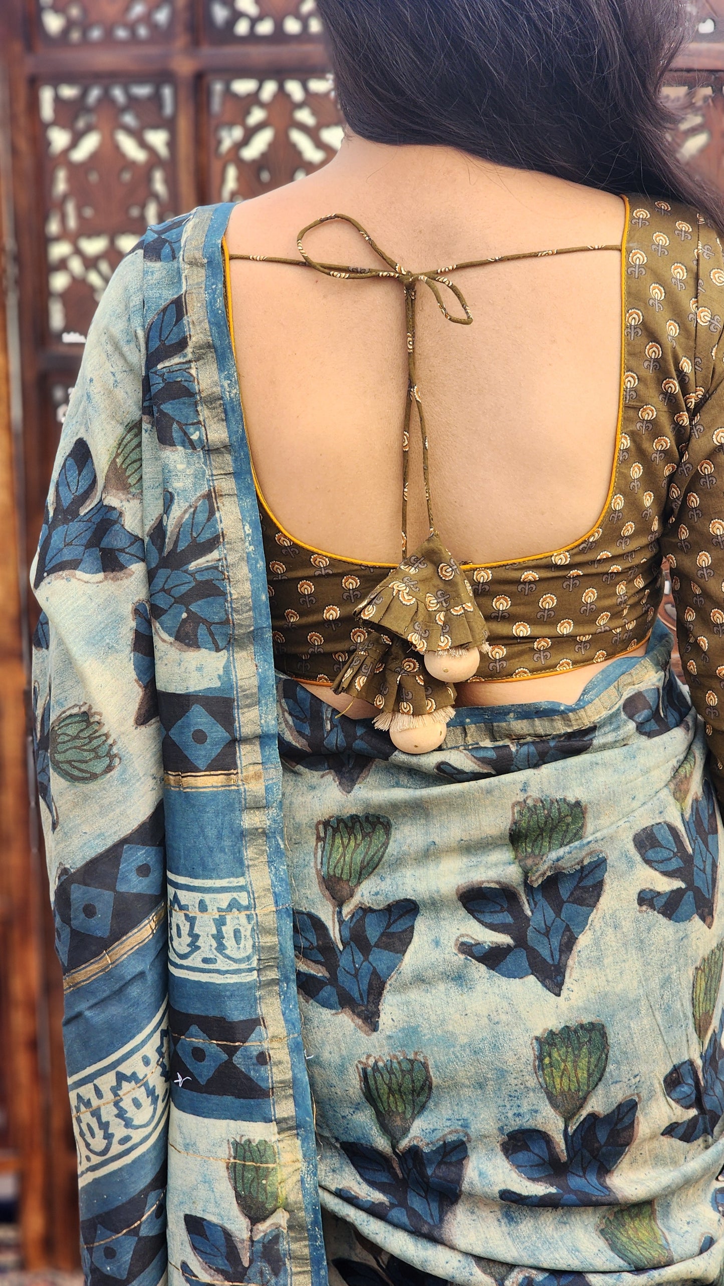 Olive Green Full Sleeve Cotton Blouse