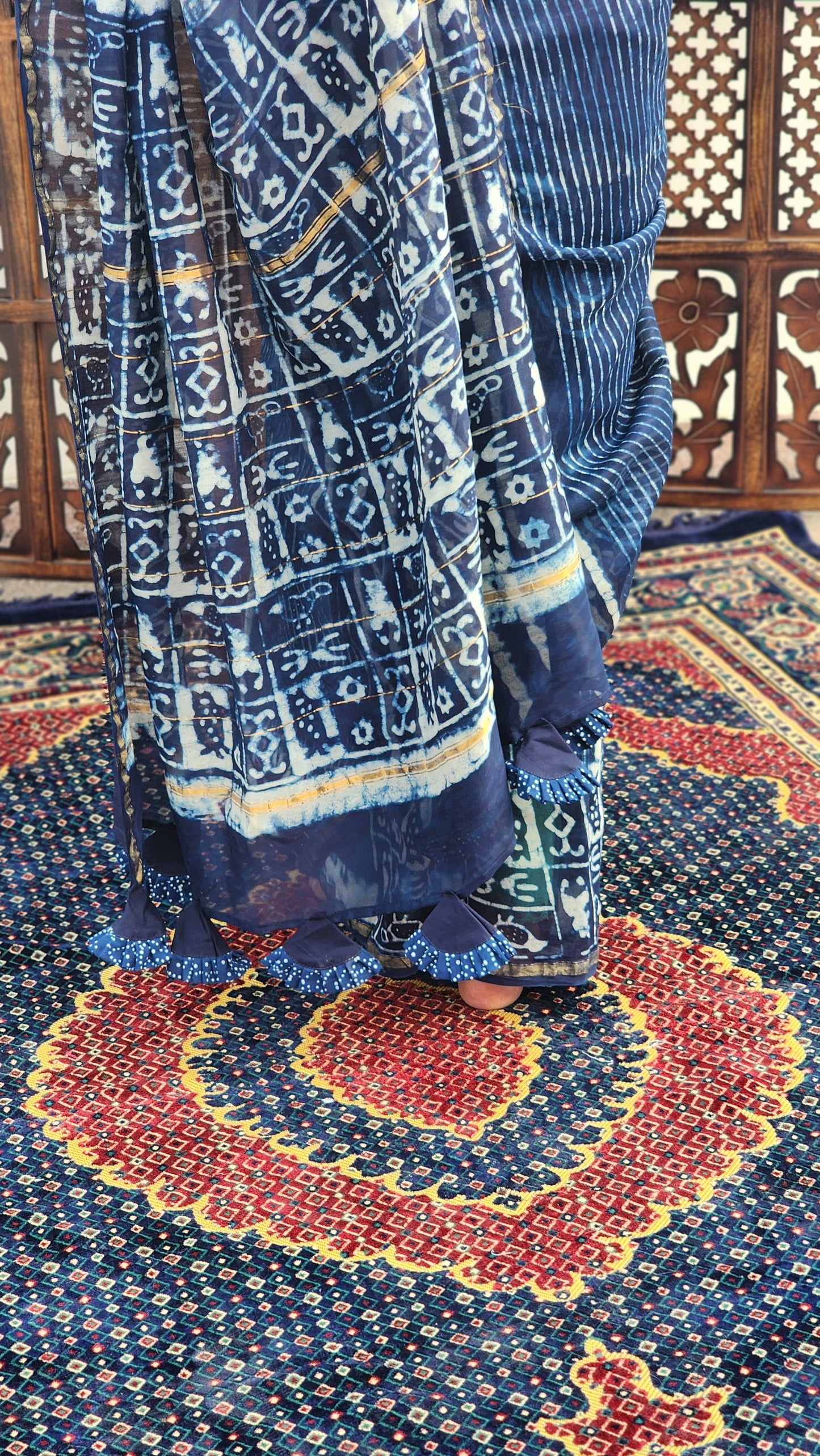 Sumbul Indigo Chanderi Cotton Silk Saree