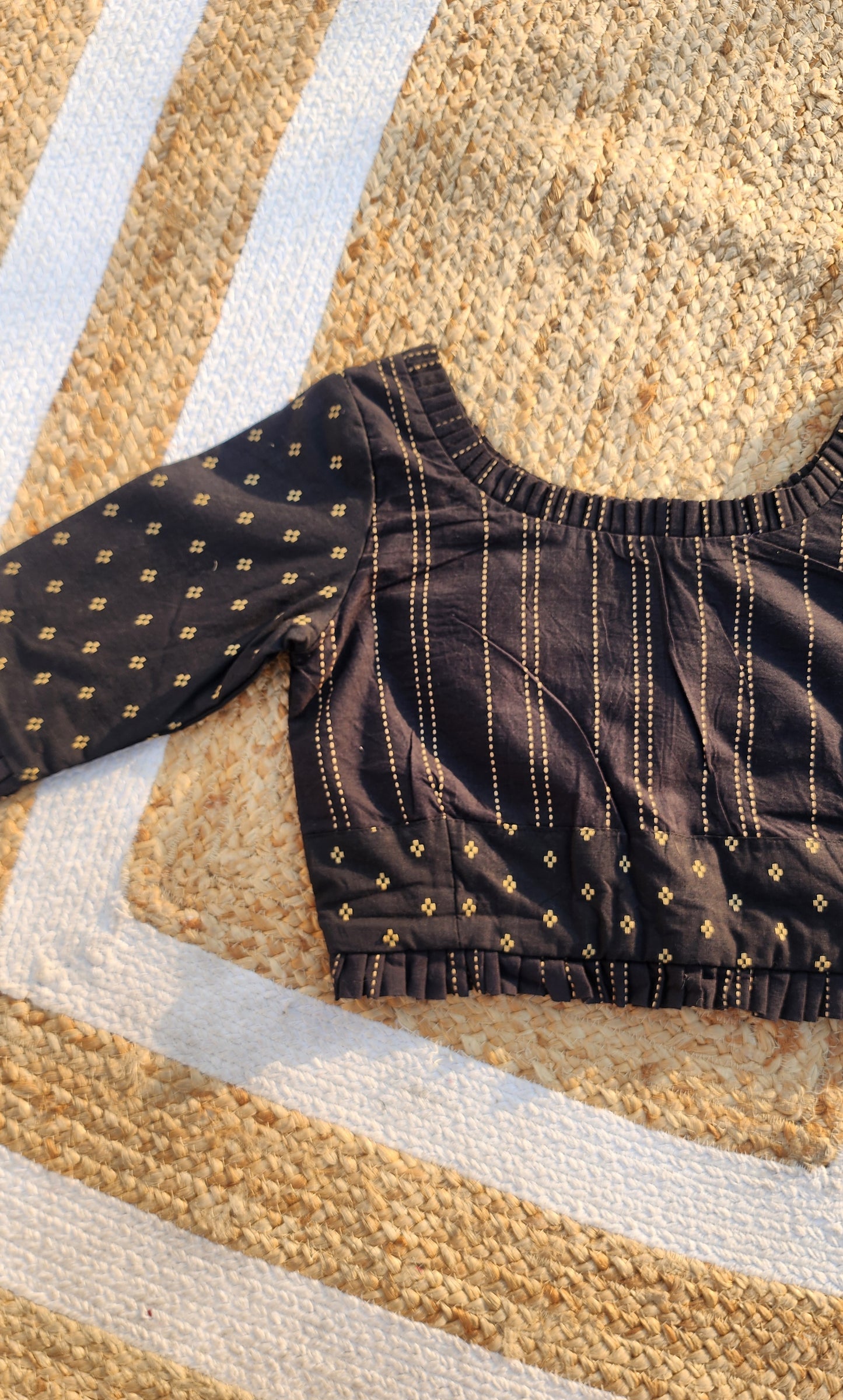 Black Jacquard Cotton Blouse
