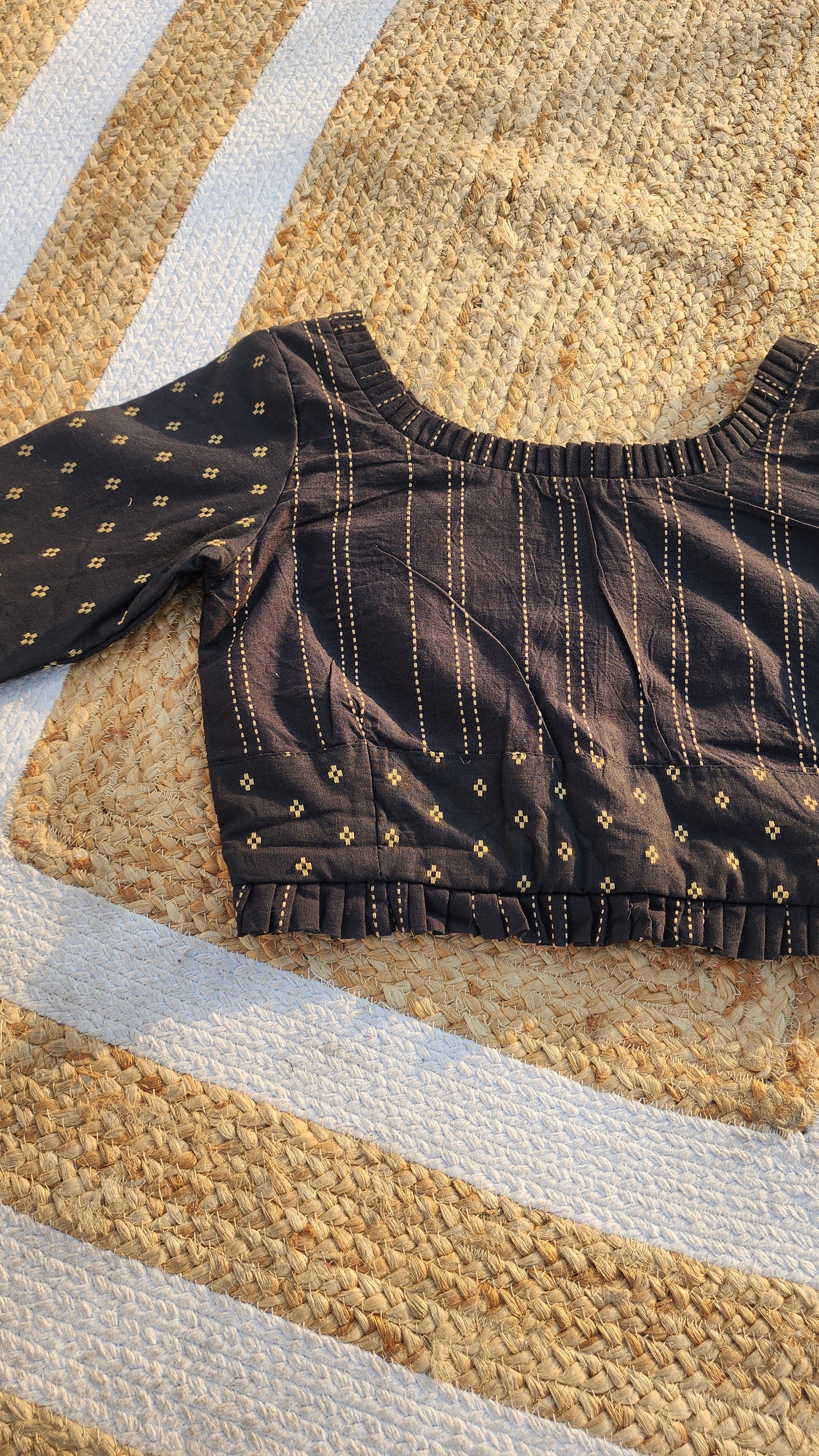 Black Jacquard Cotton Blouse