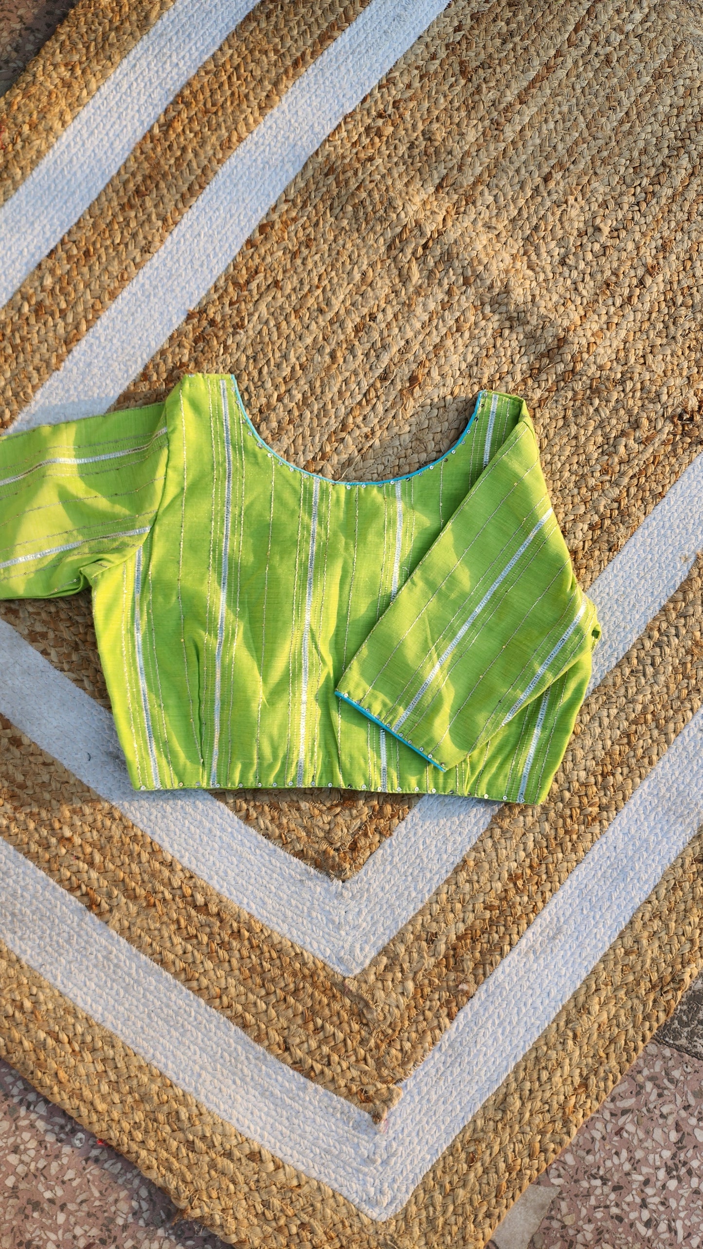 Neon Green Chanderi Blouse