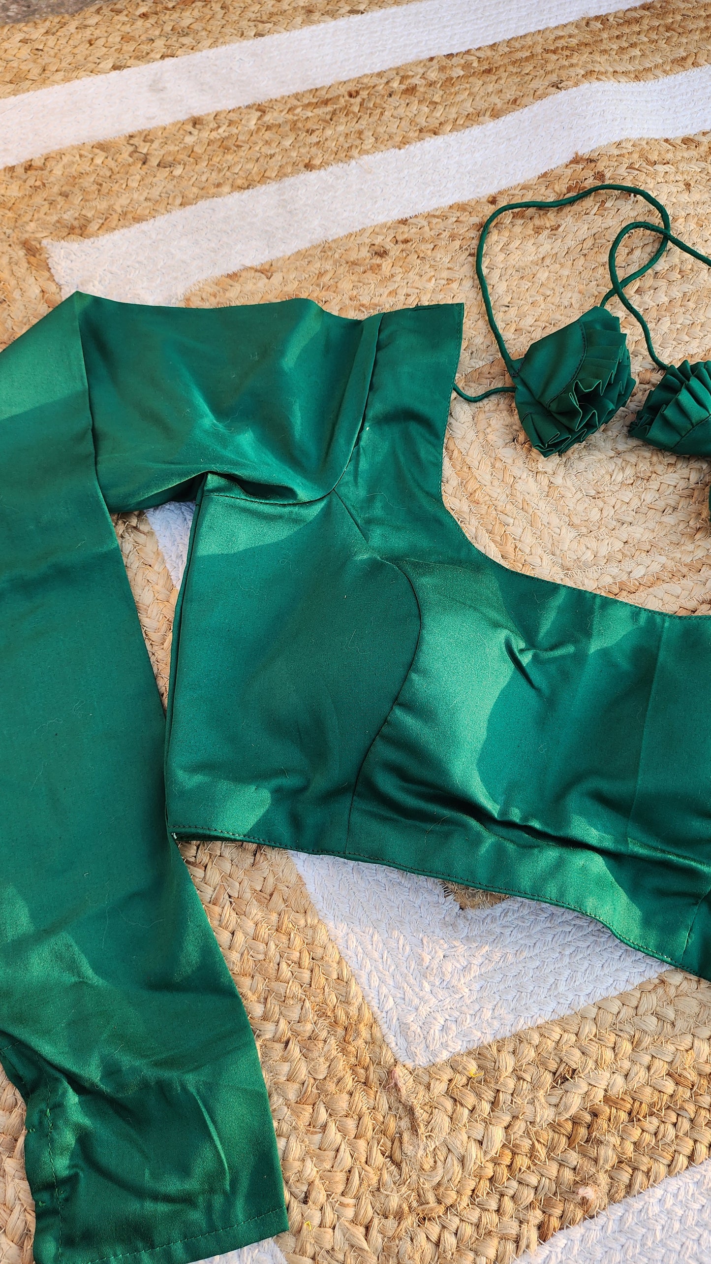 Green Cotton Silk Full Sleeve Blouse