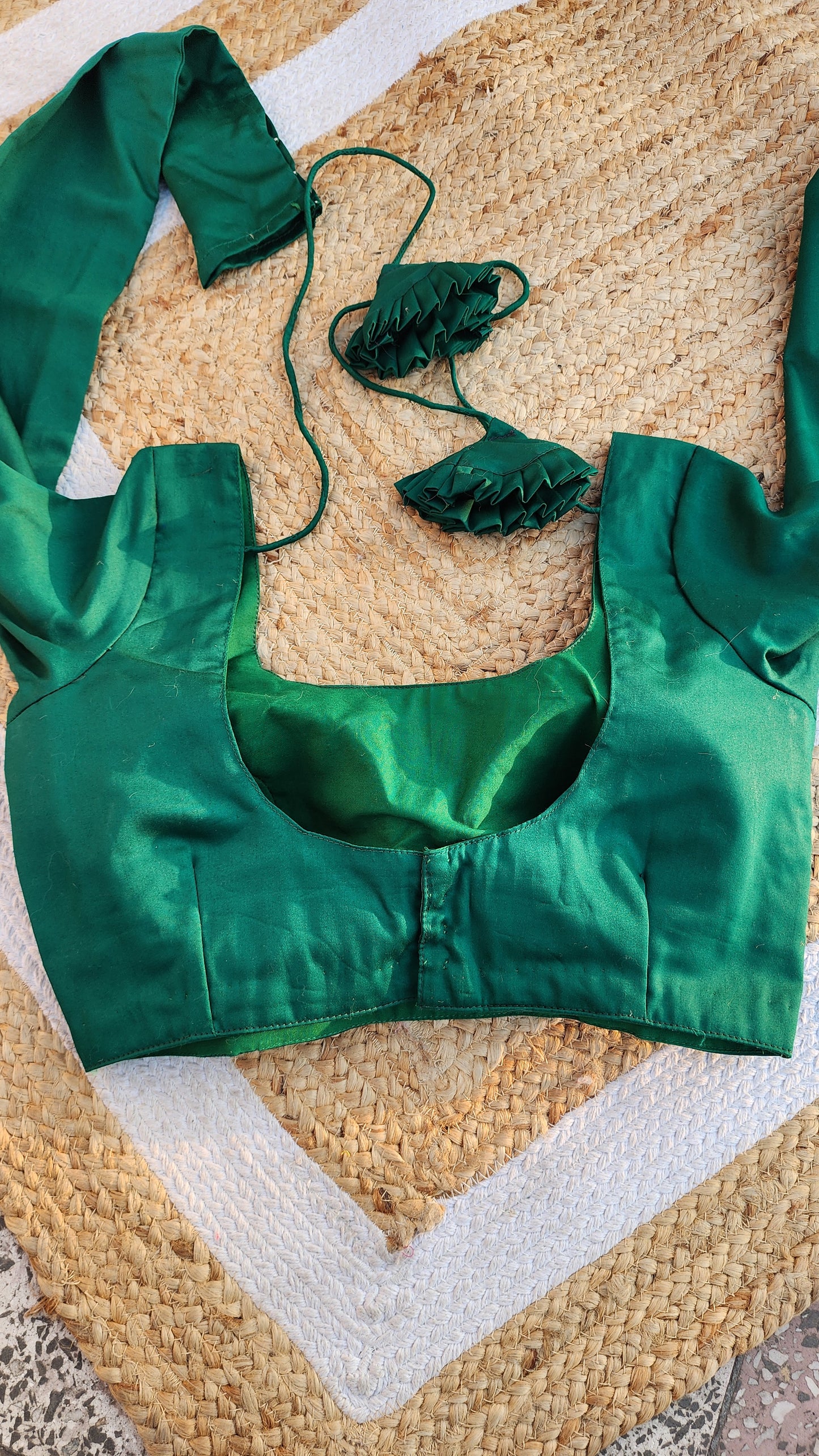 Green Cotton Silk Full Sleeve Blouse