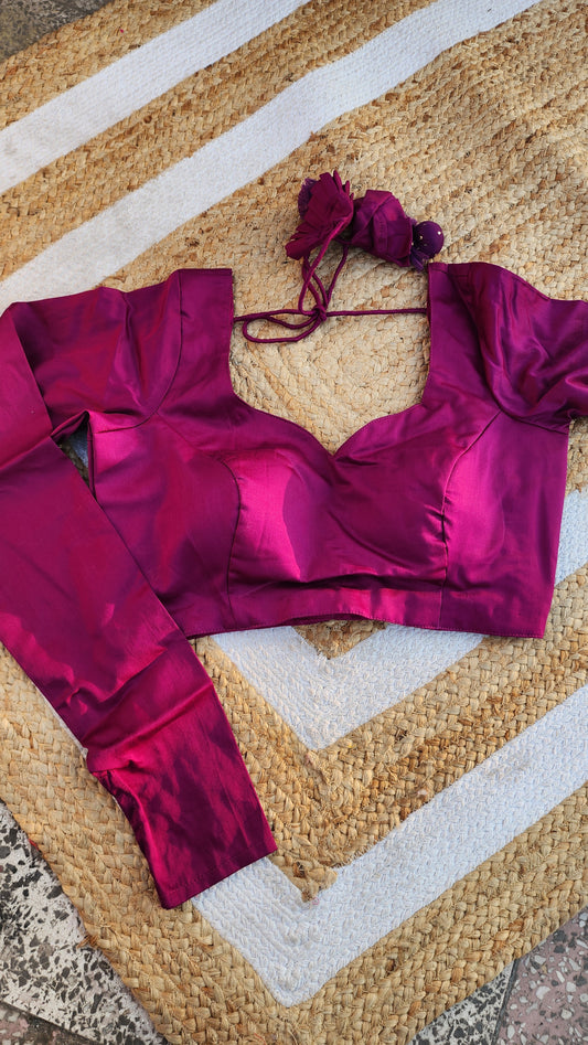 Purple Cotton Silk Full Sleeve Blouse