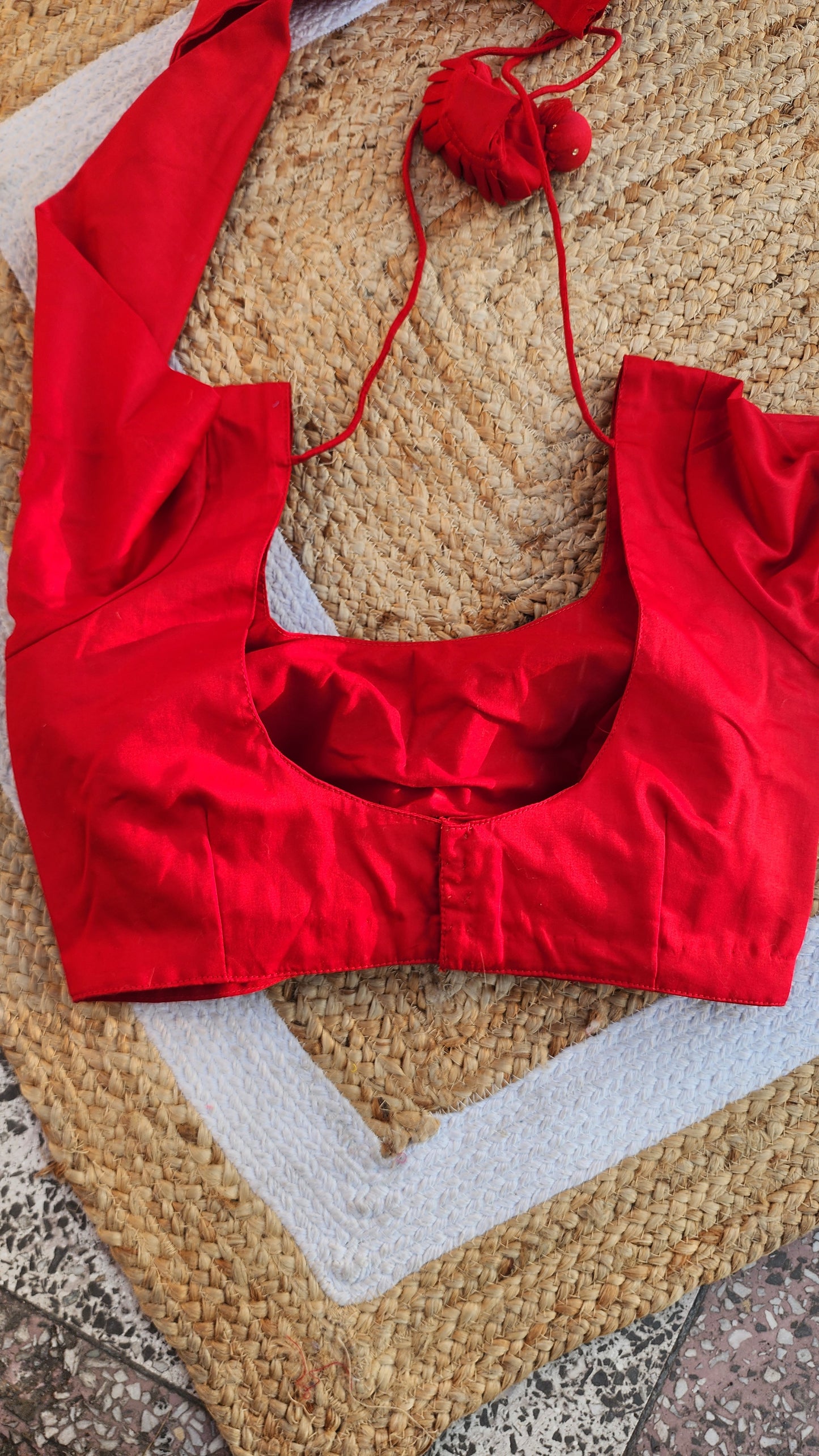 Red Cotton Silk Full Sleeve Blouse