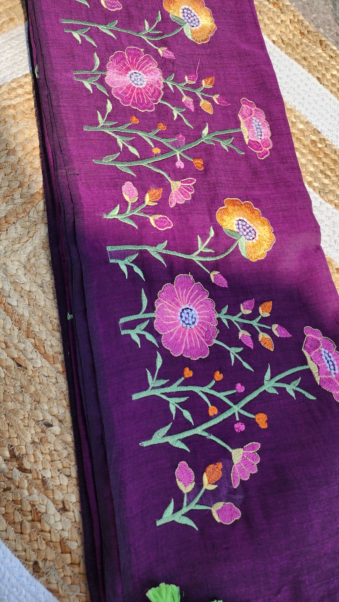 Secret Garden Eggplant Mulmul Saree