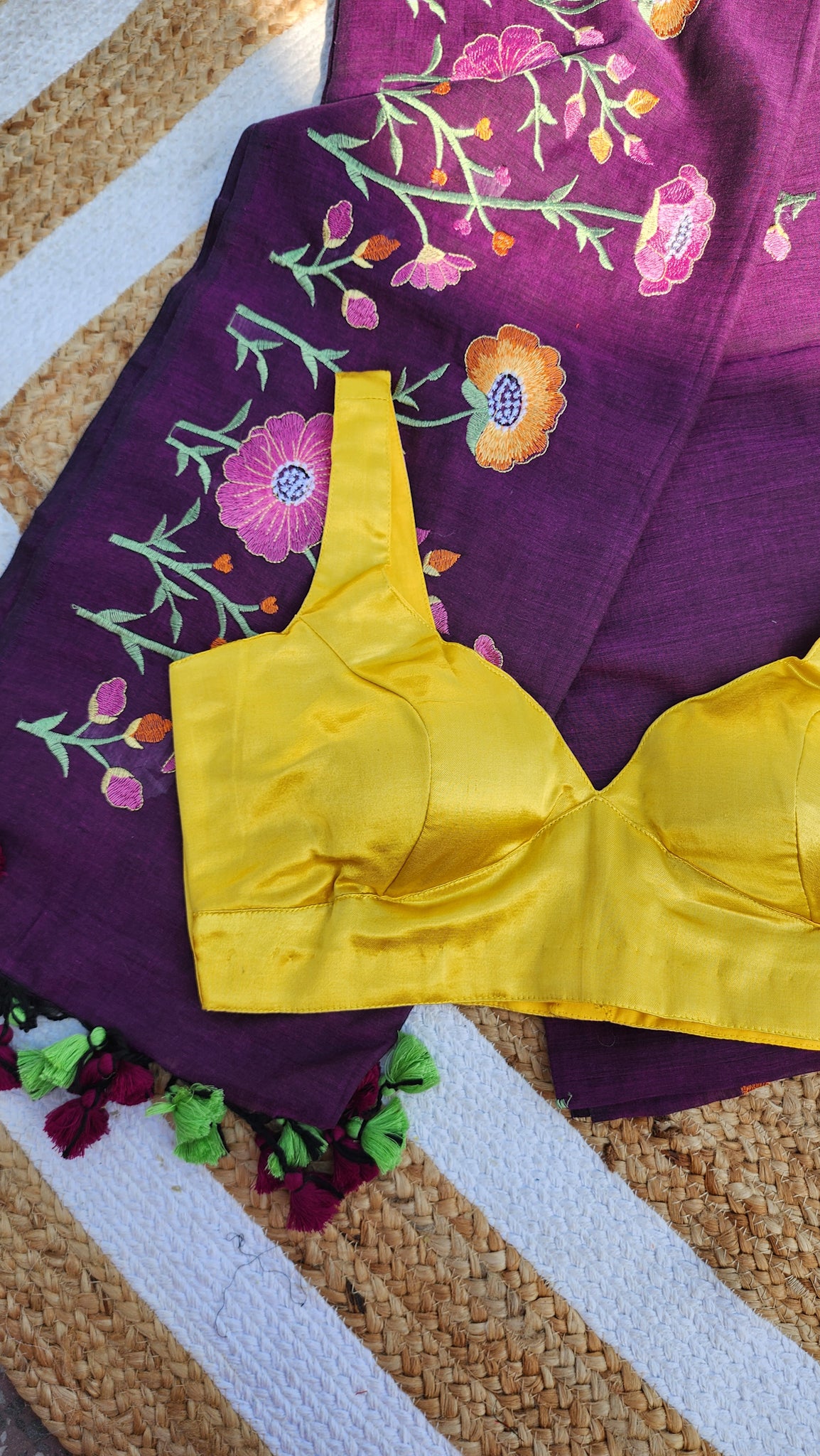 Secret Garden Eggplant Mulmul Saree