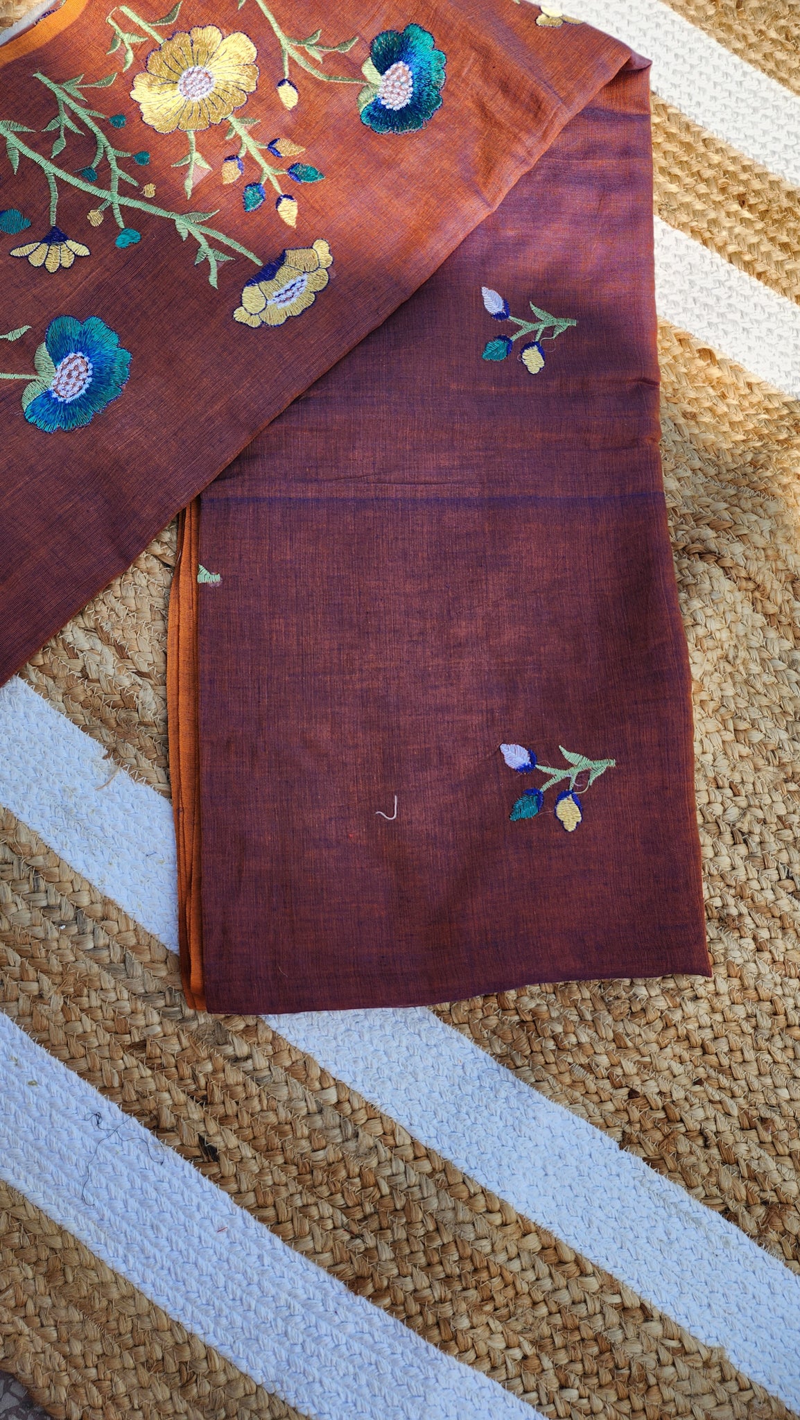 Secret Garden Cinnamon Mulmul Saree