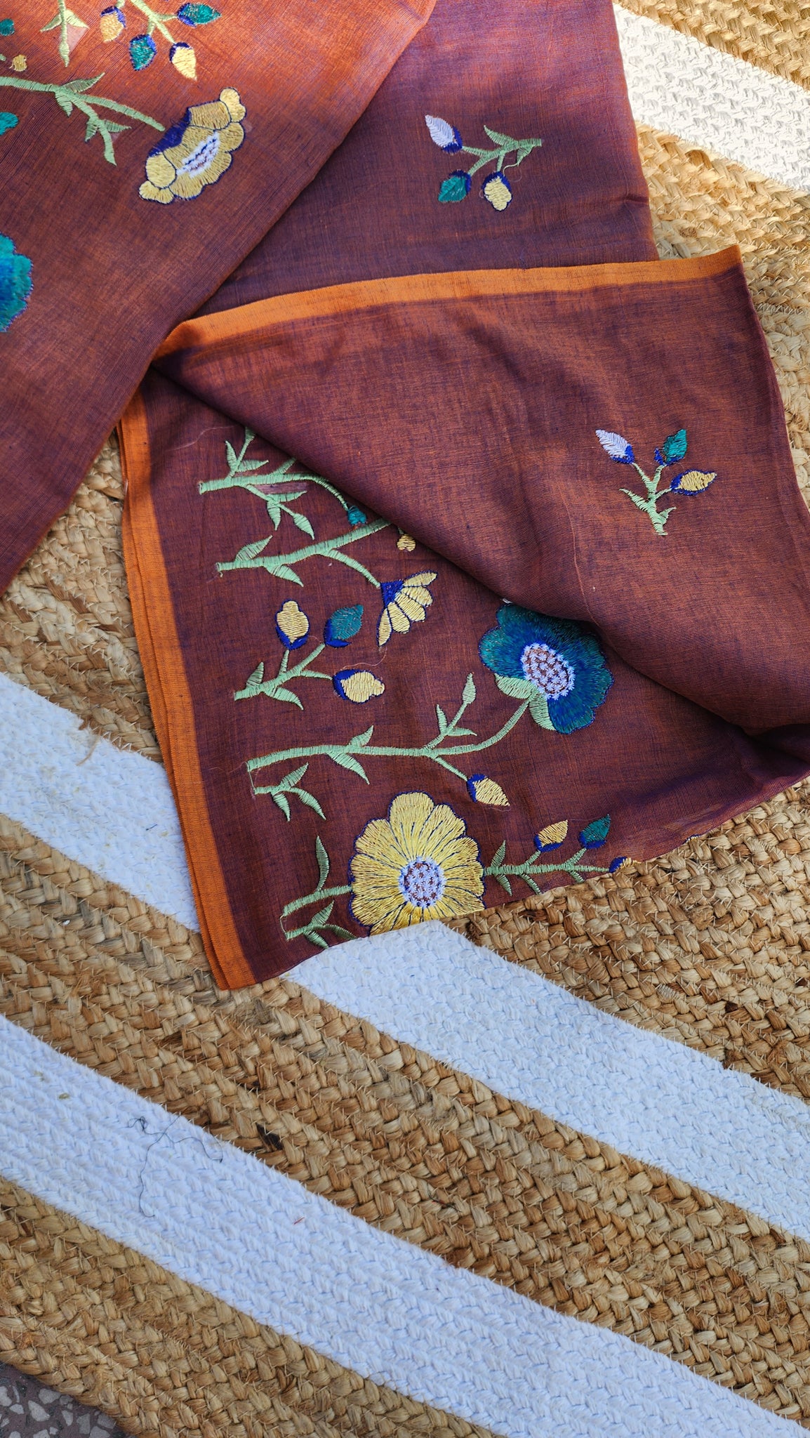 Secret Garden Cinnamon Mulmul Saree