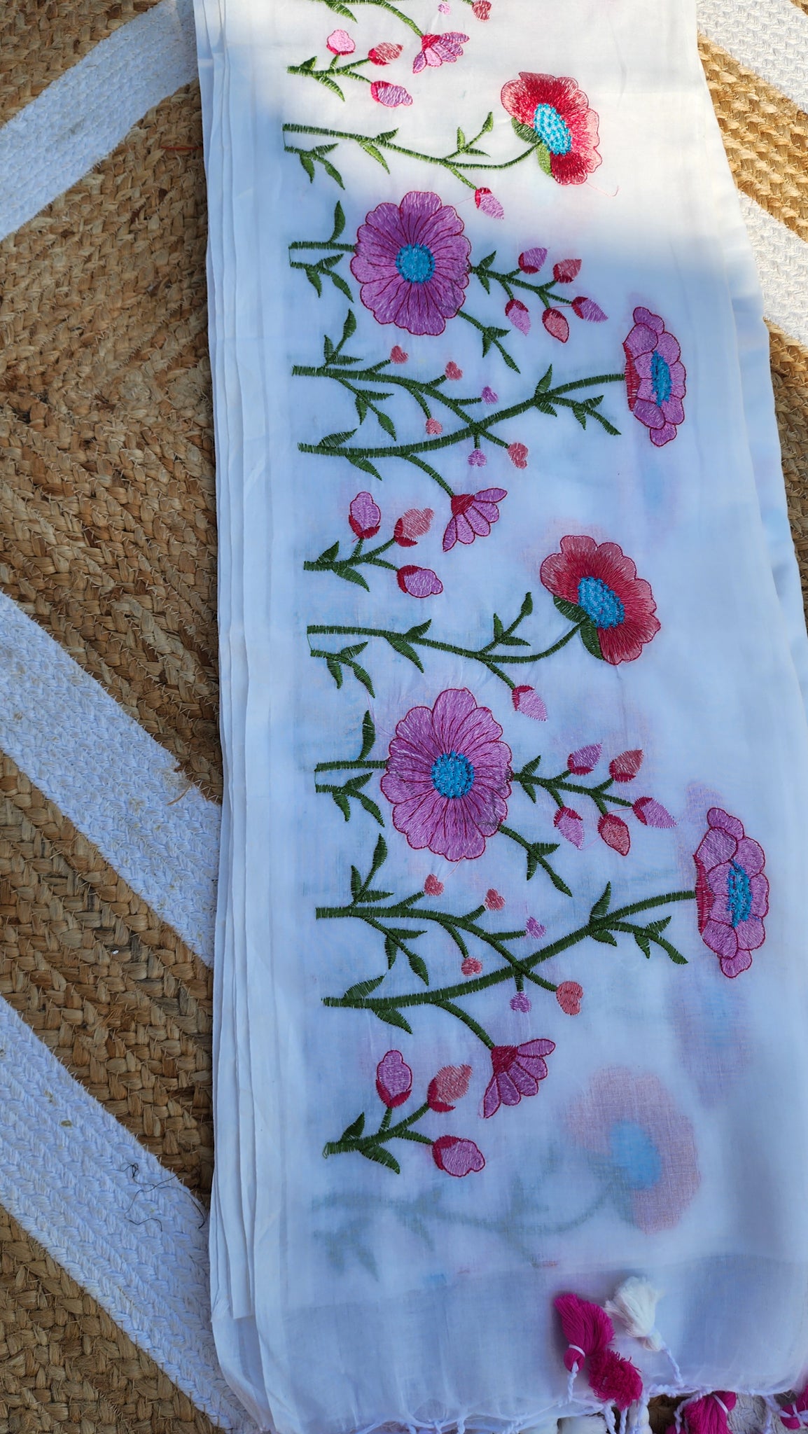 Secret Garden White Mulmul Saree
