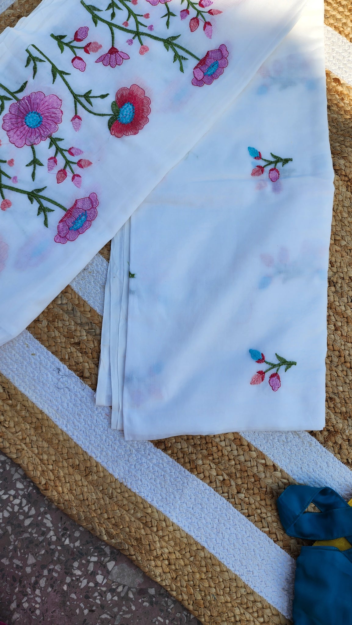 Secret Garden White Mulmul Saree