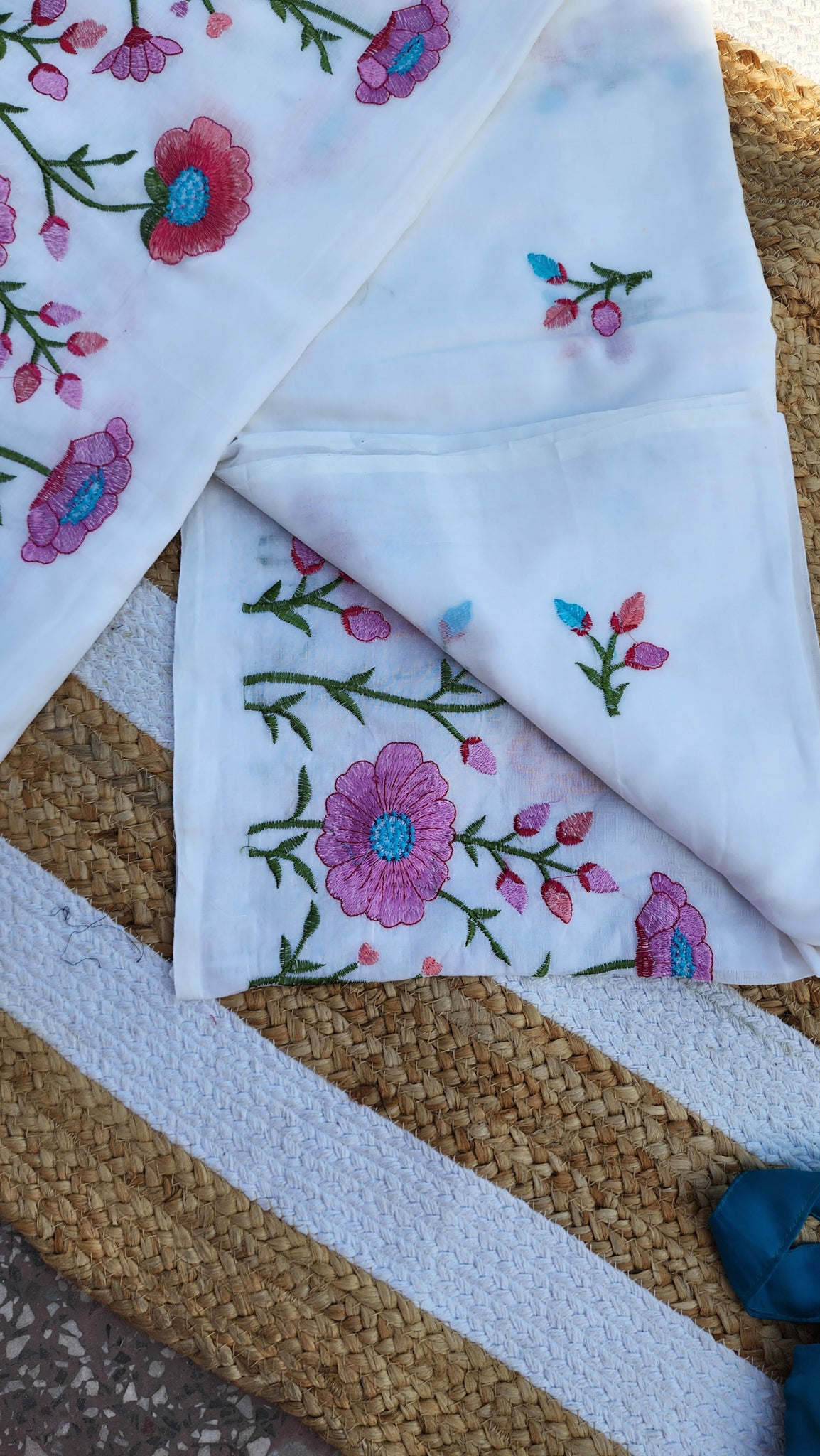 Secret Garden White Mulmul Saree