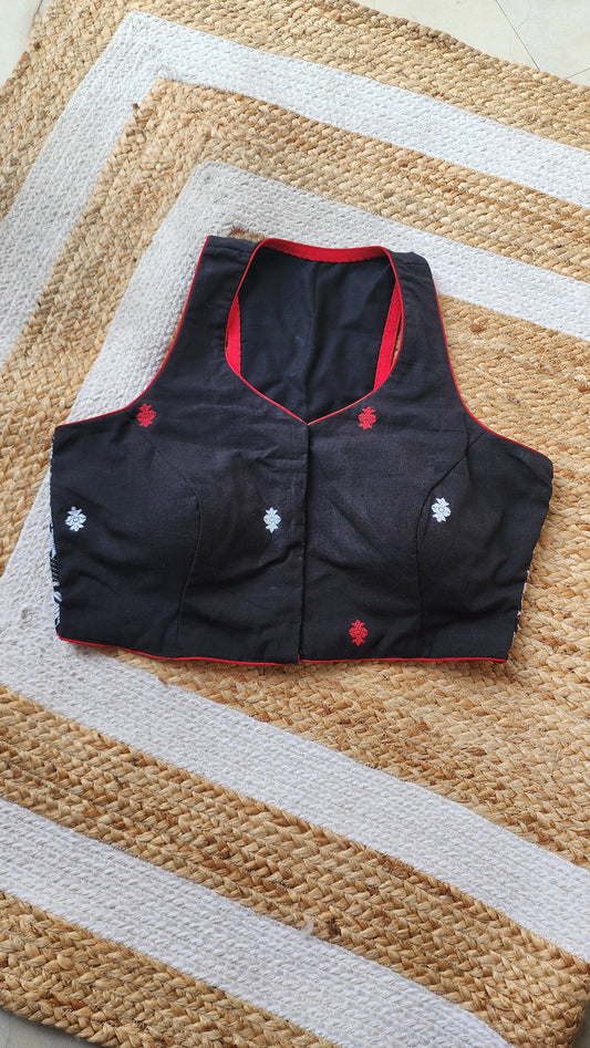 Black Racer Back Jamdani Blouse