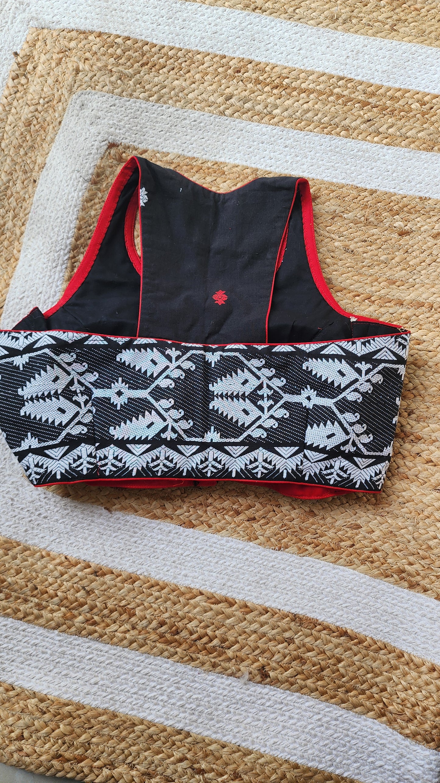 Black Racer Back Jamdani Blouse