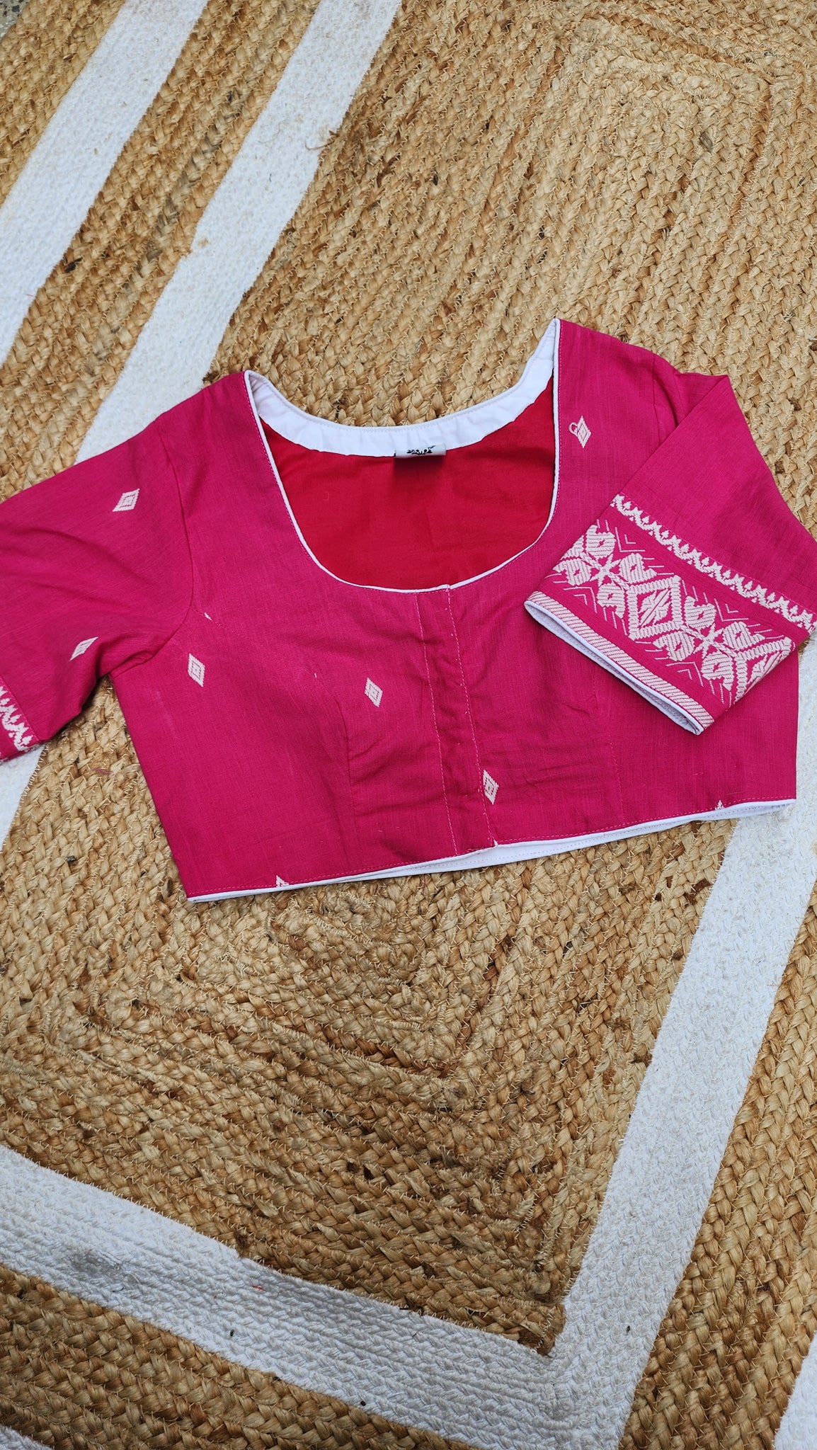 Pink Bano Jamdani Blouse
