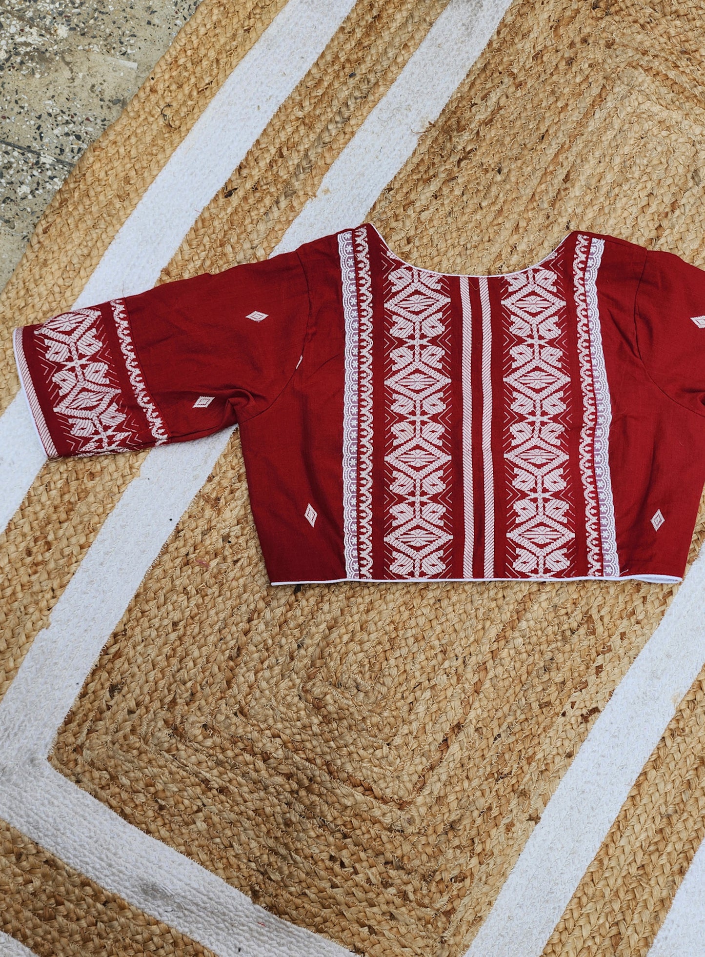 Maroon Bano Jamdani Blouse