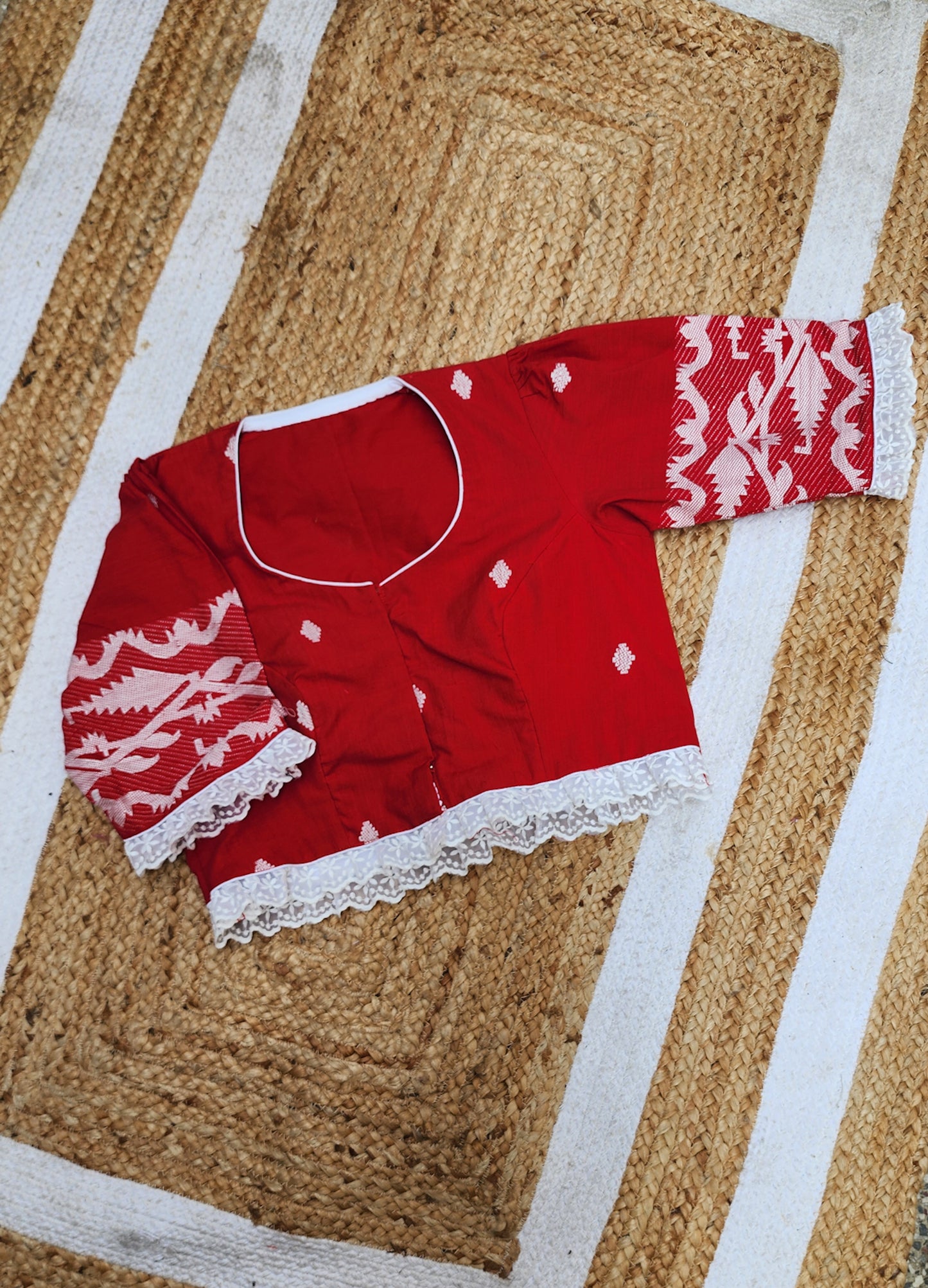 Ruby Red Jamdani Blouse