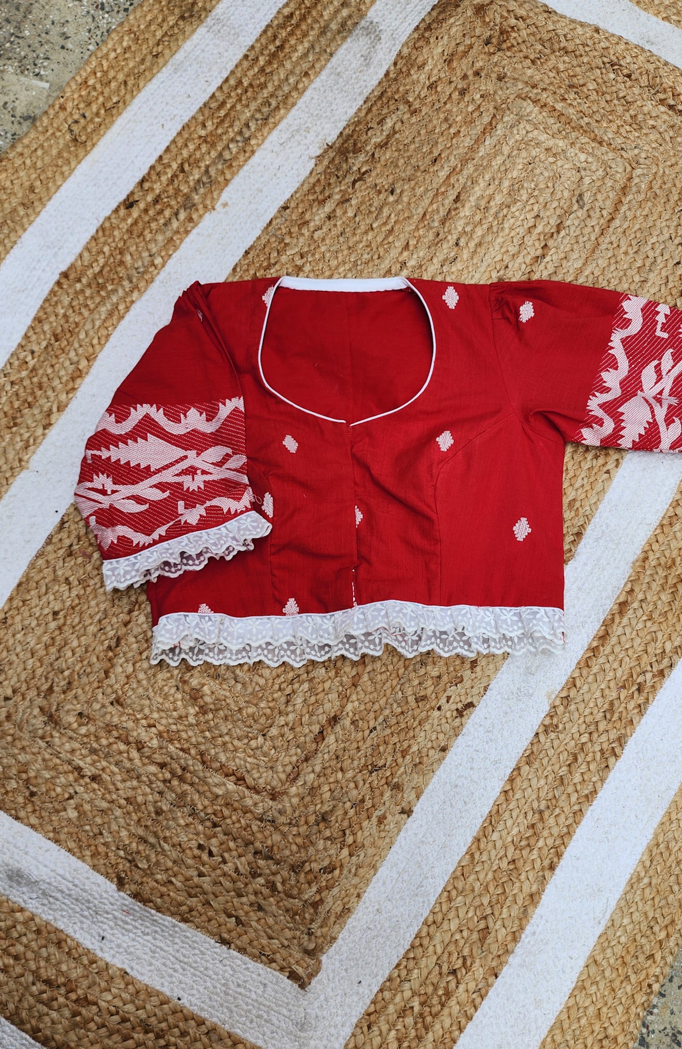 Ruby Red Jamdani Blouse