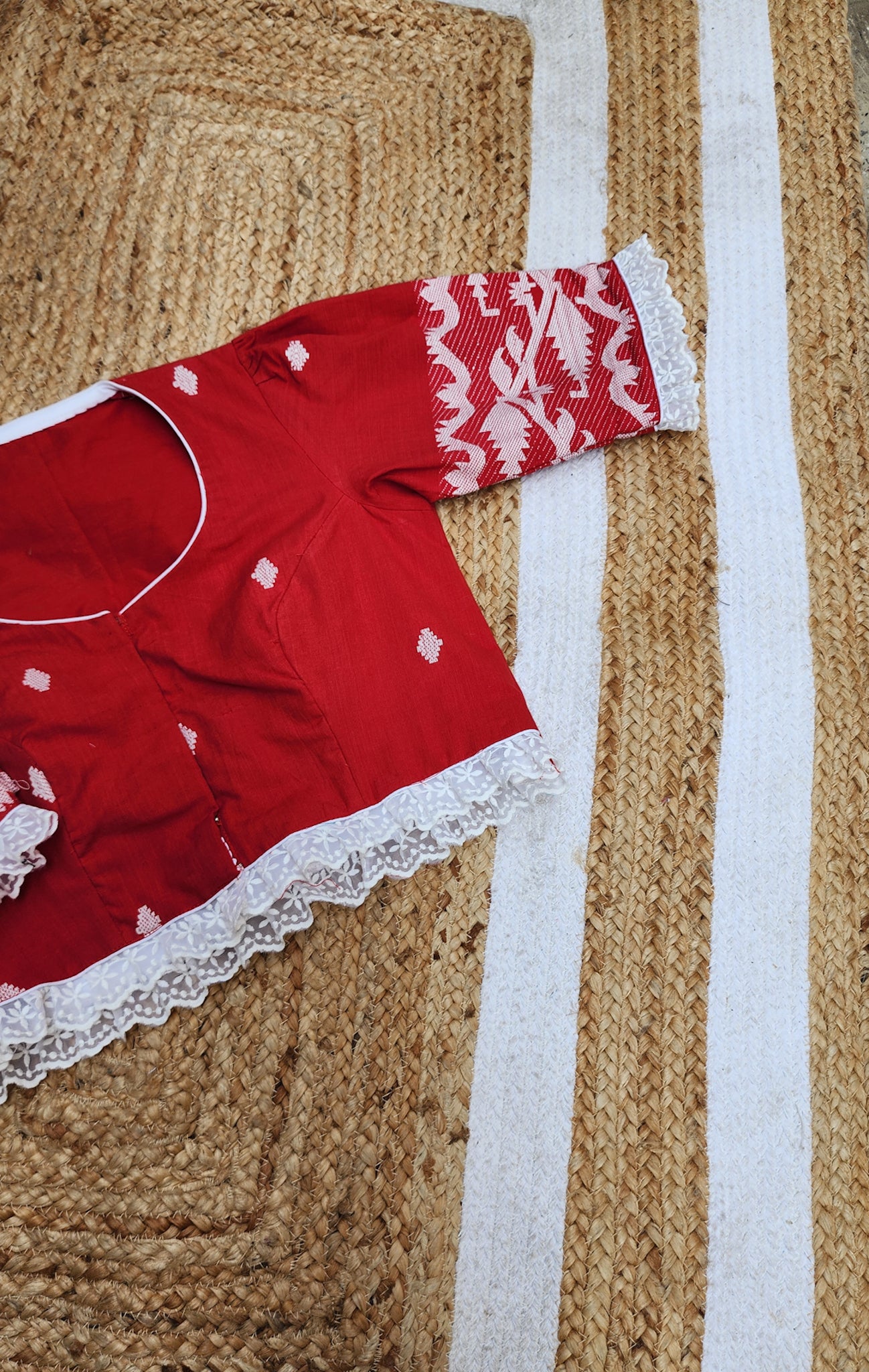 Ruby Red Jamdani Blouse