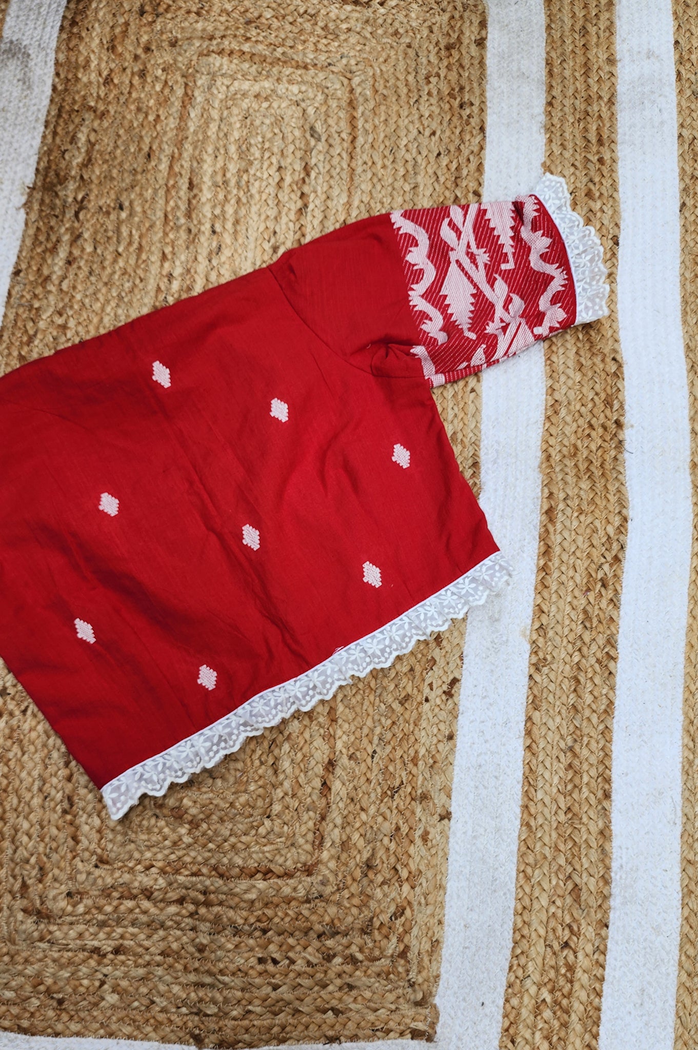 Ruby Red Jamdani Blouse