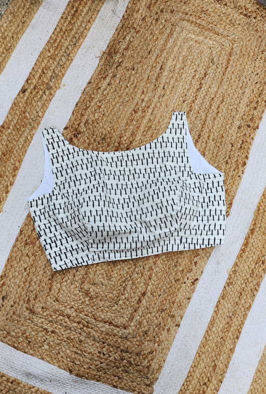 Salt & Charcoal Cotton Sleeveless Blouse