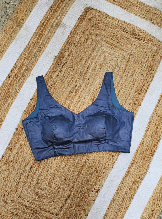 Ink Bloom Cotton Silk Sleeveless Blouse