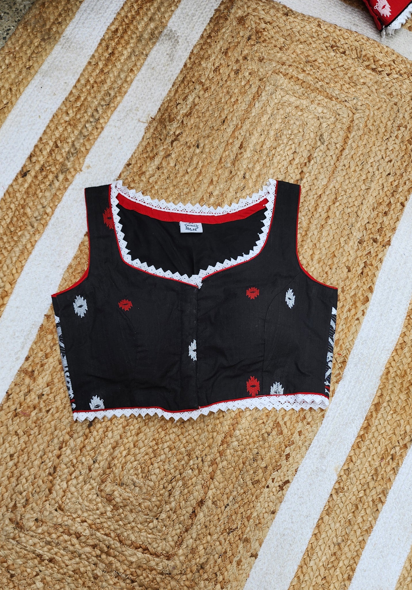 Black Jamdani Sleeveless Blouse
