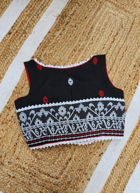 Black Jamdani Sleeveless Blouse