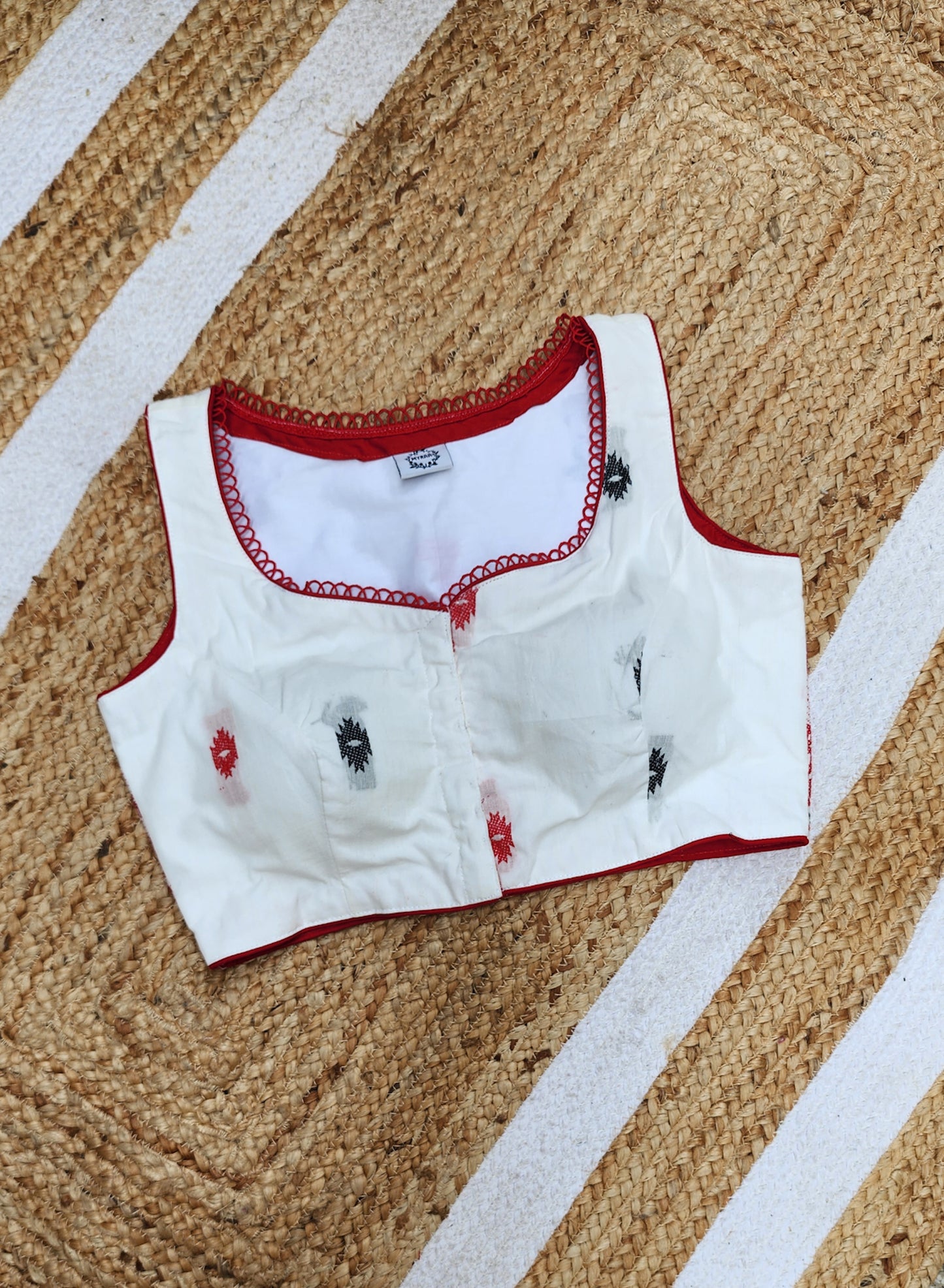 White Jamdani Sleeveless Blouse