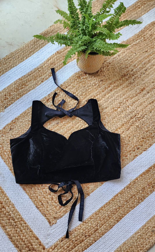 Black Velvet Sleeveless Blouse