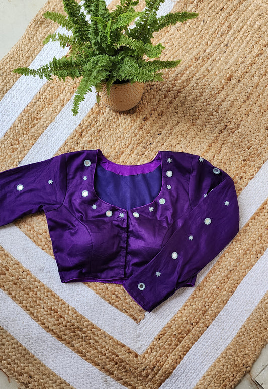 Purple Mirror Work Blouse