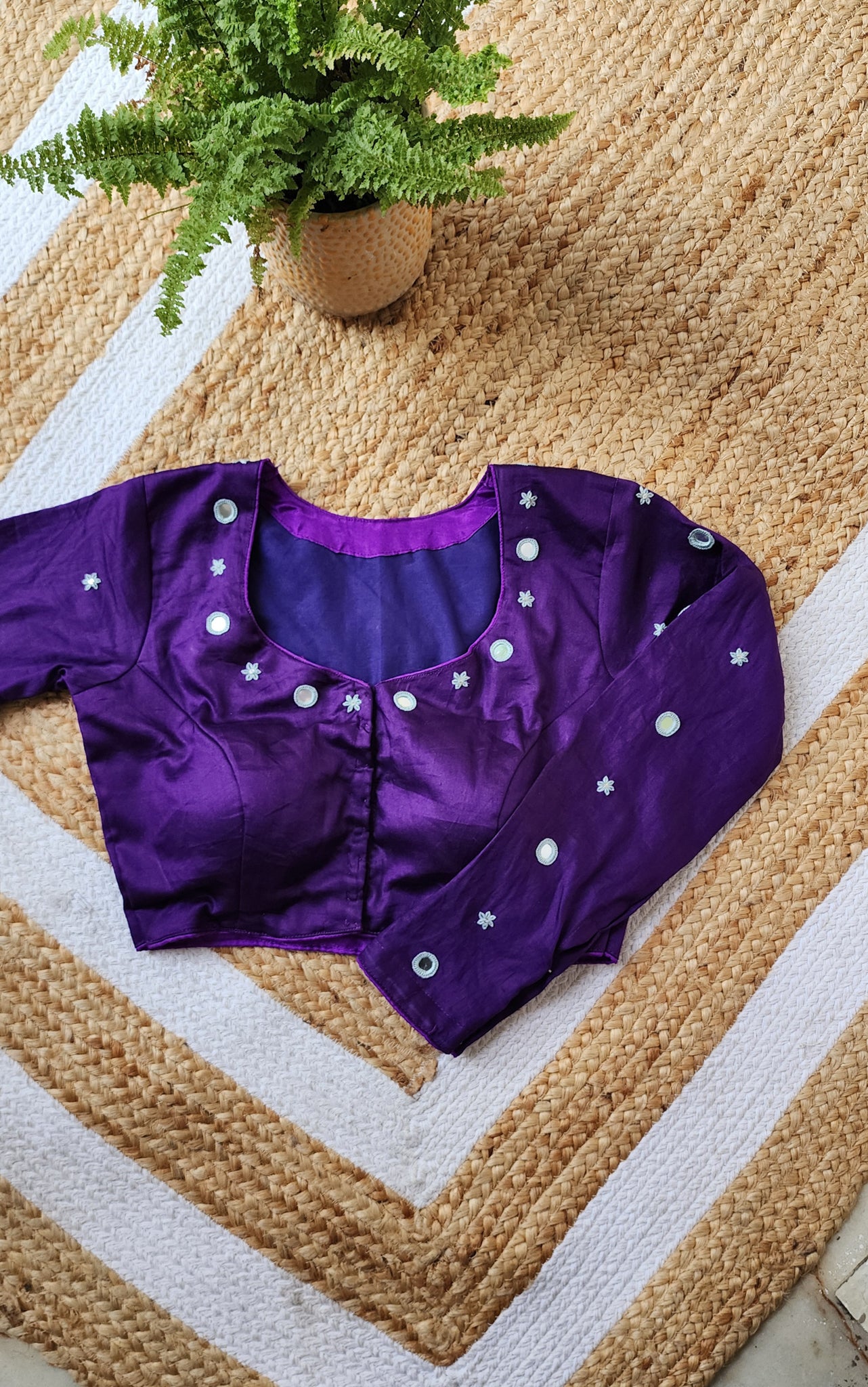 Purple Mirror Work Blouse