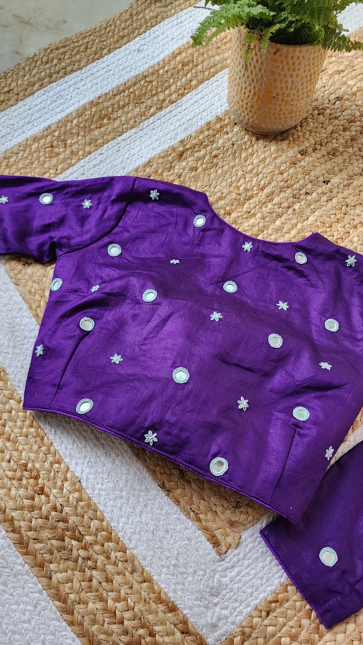 Purple Mirror Work Blouse