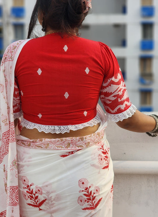 Ruby Red Jamdani Blouse