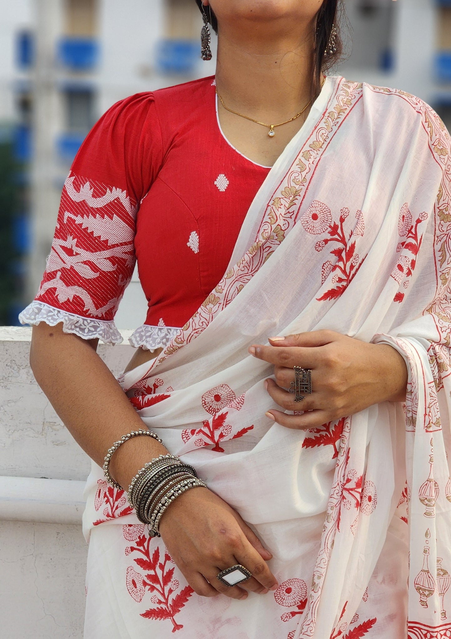 Ruby Red Jamdani Blouse