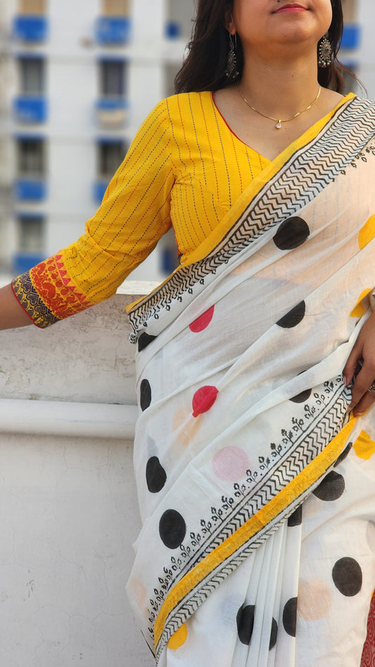 Yellow Kantha Cotton Blouse