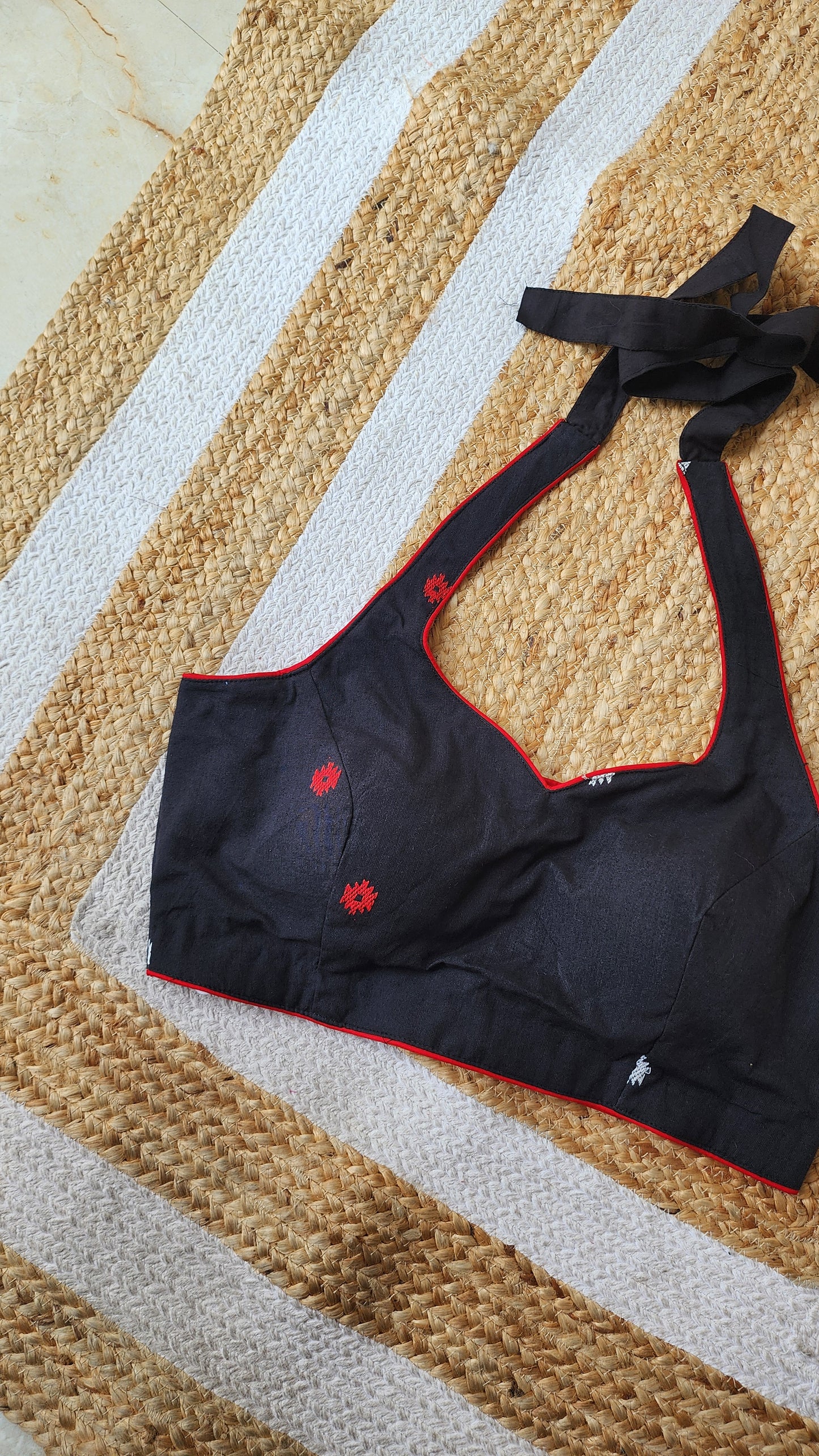 Black Halter Jamdani Blouse