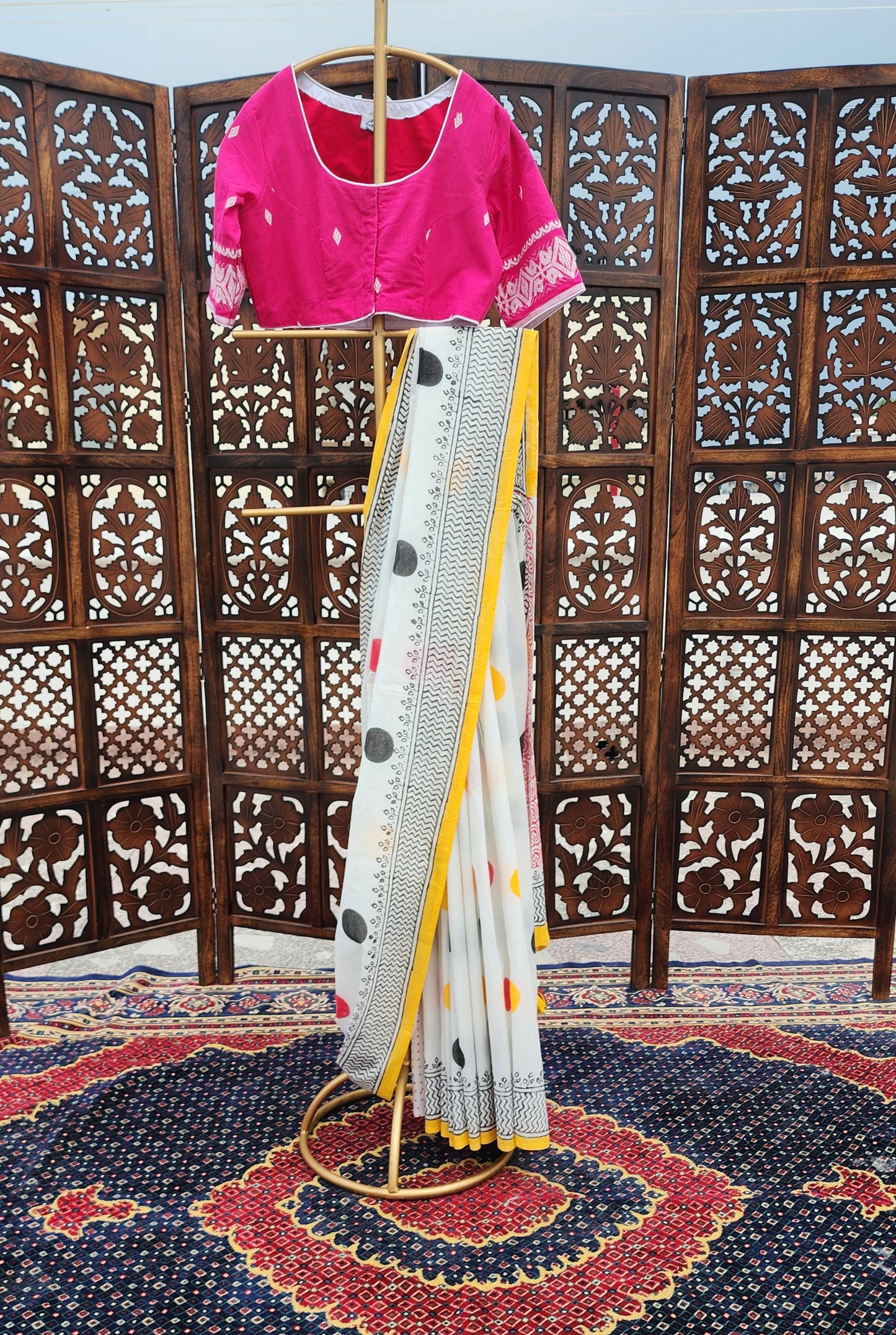 Polka Dreams Mulmul Saree
