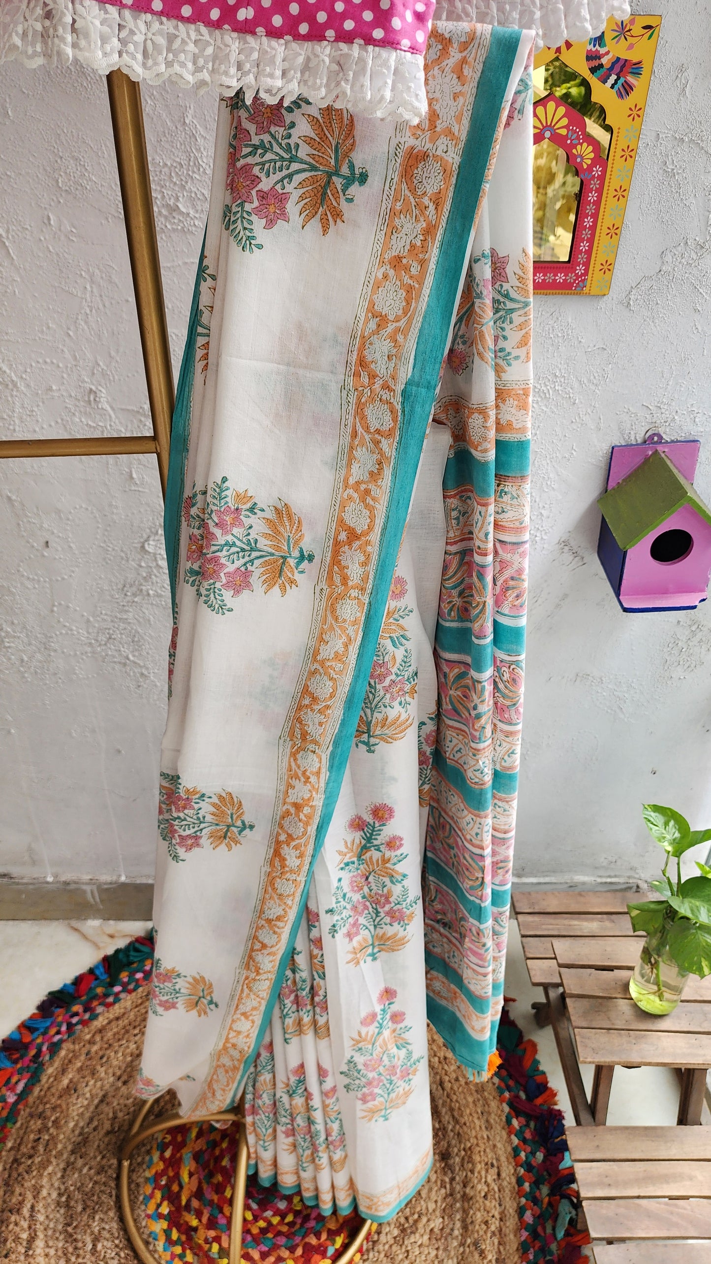 Whisper Field Mulmul Saree