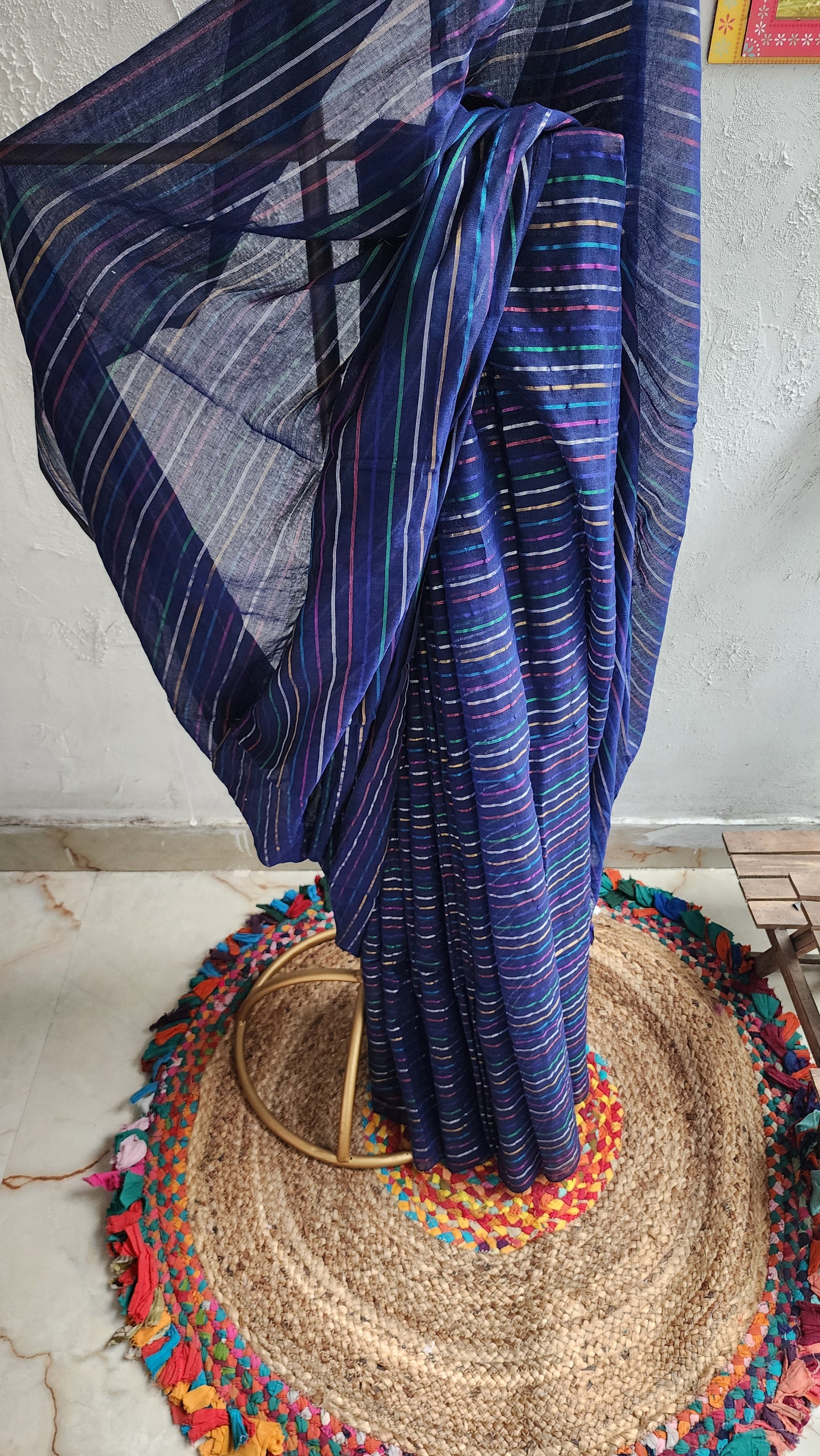 Safa Blue Mulmul Saree