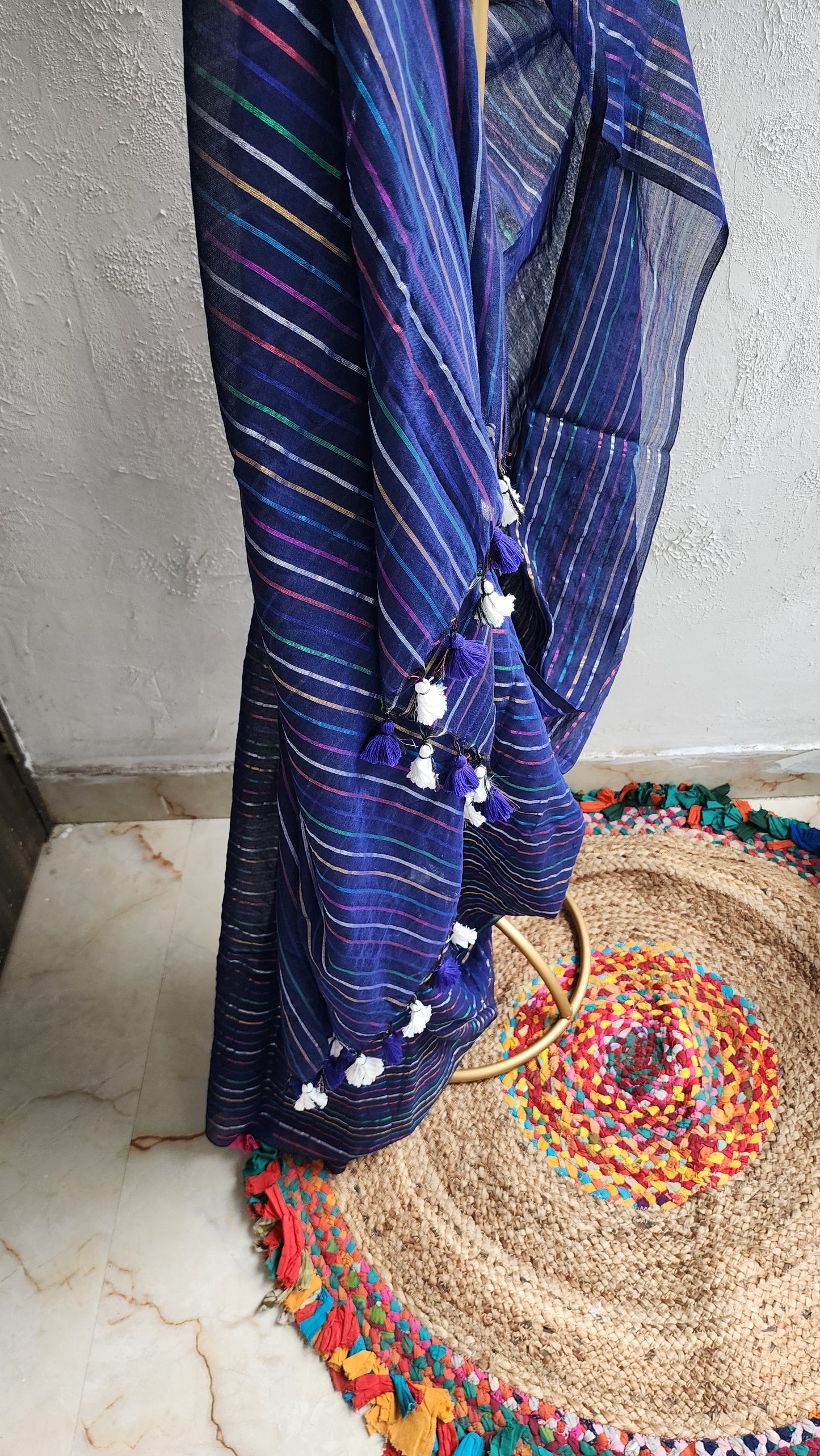 Safa Blue Mulmul Saree